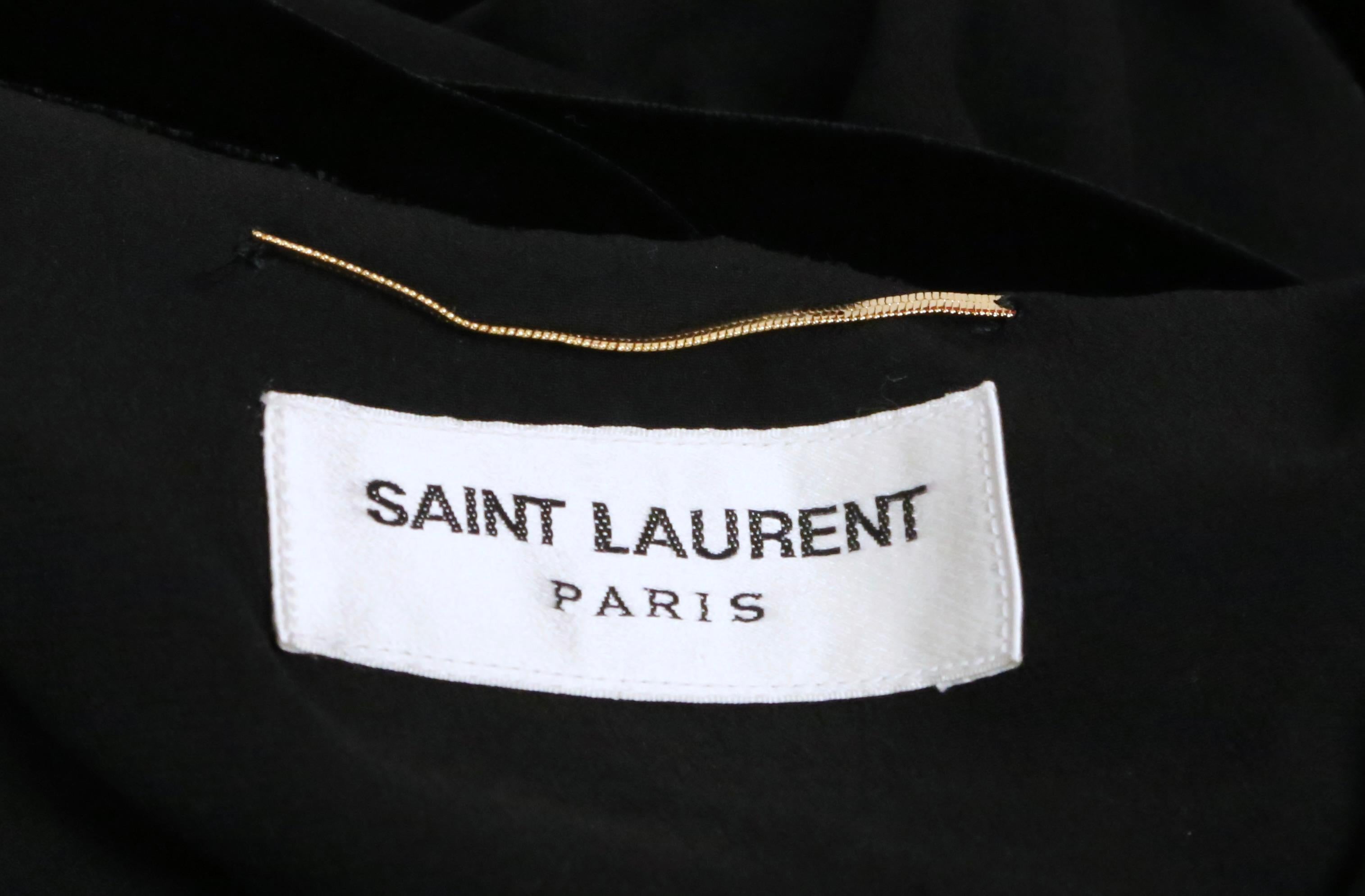new 2017 SAINT LAURENT by Anthony Vaccarello black velvet RUNWAY dress with rose 3