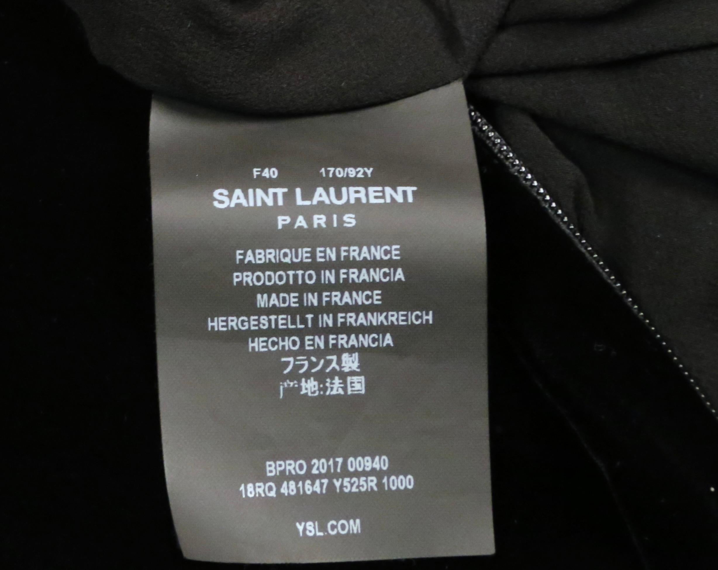 new 2017 SAINT LAURENT by Anthony Vaccarello black velvet RUNWAY dress with rose 4