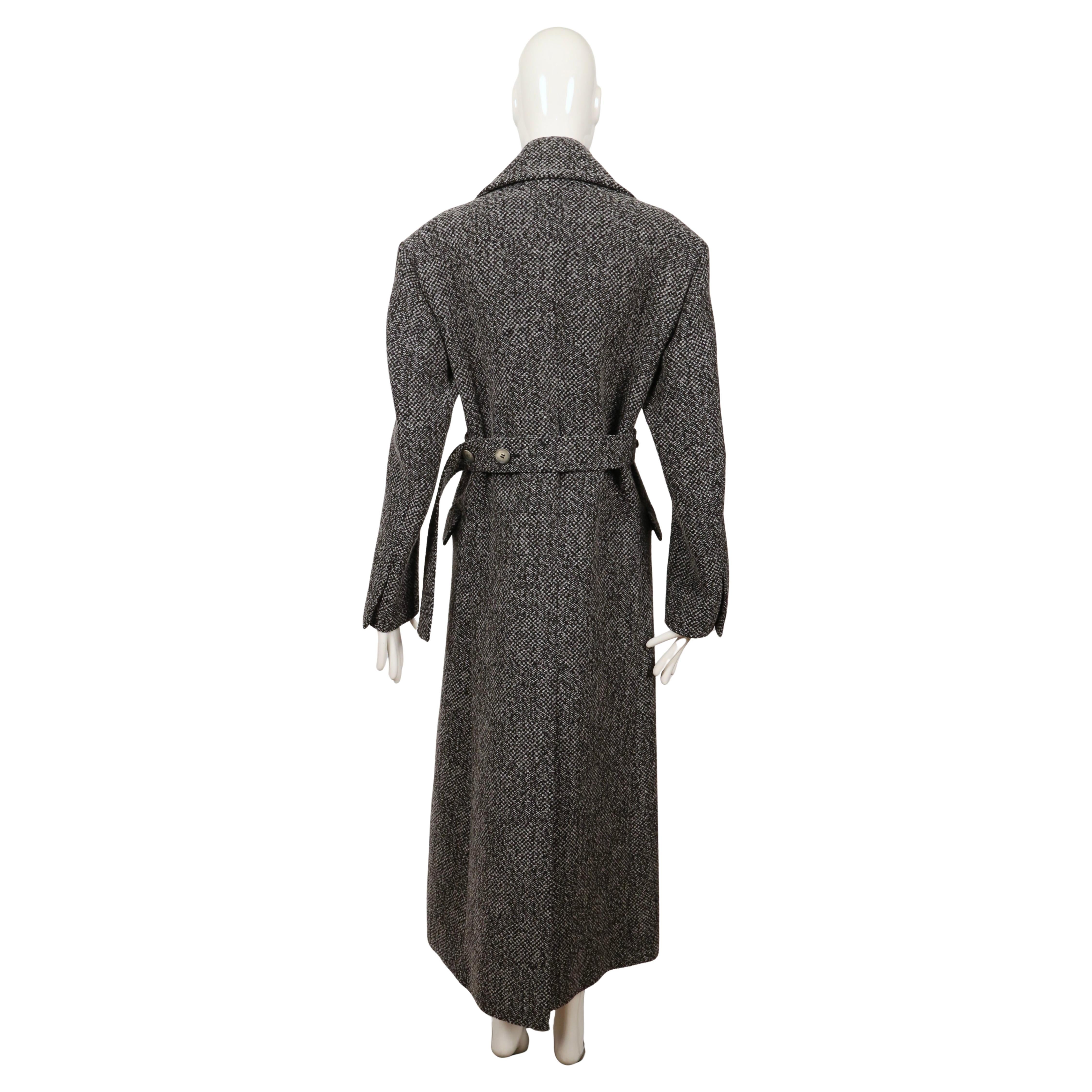 new 2018 CELINE by PHOEBE PHILO grey wool coat with long half belt For Sale 6