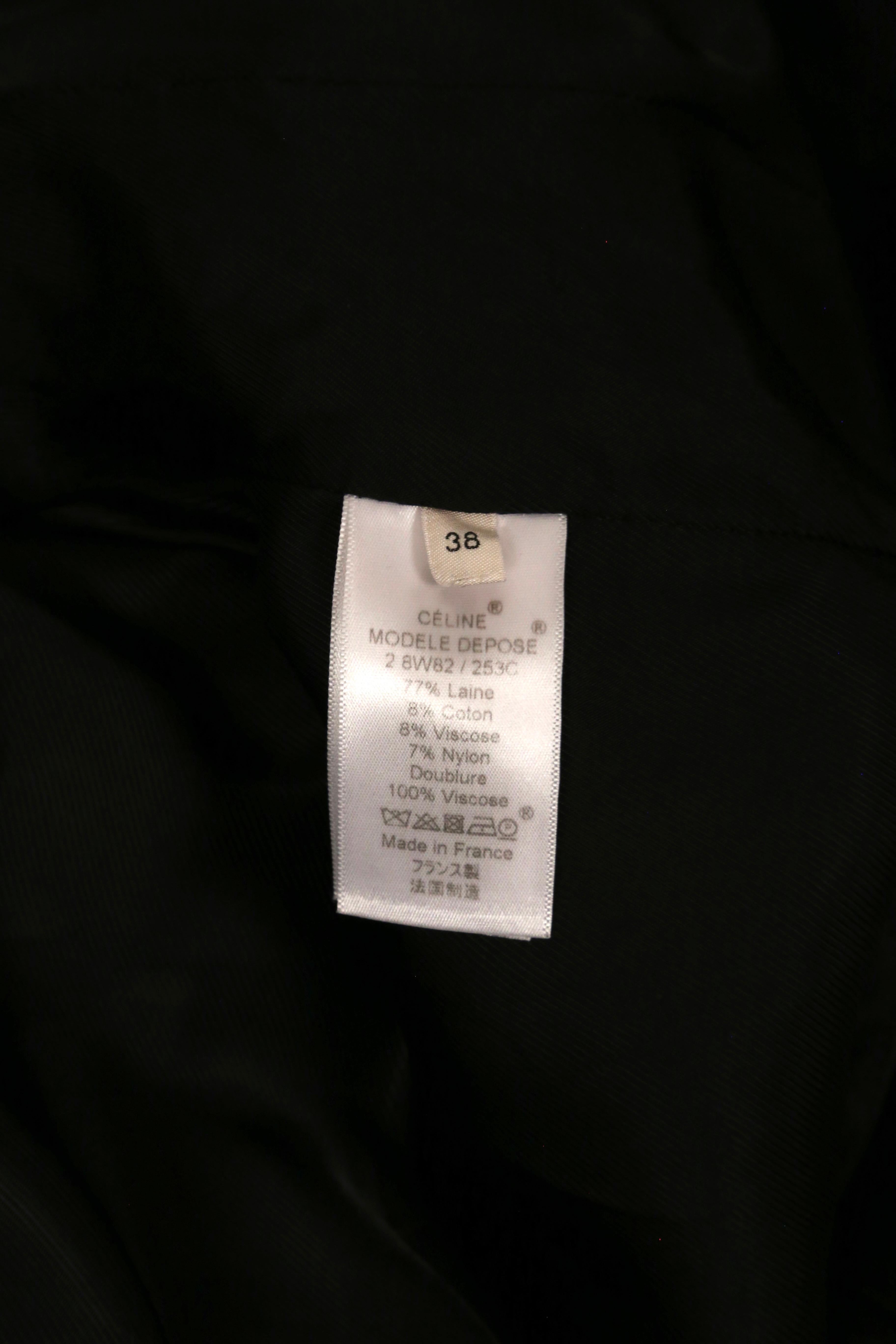 new 2018 CELINE by PHOEBE PHILO grey wool coat with long half belt For Sale 8
