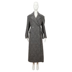 2018 CELINE by PHOEBE PHILO black and grey boucle wool coat with long half belt