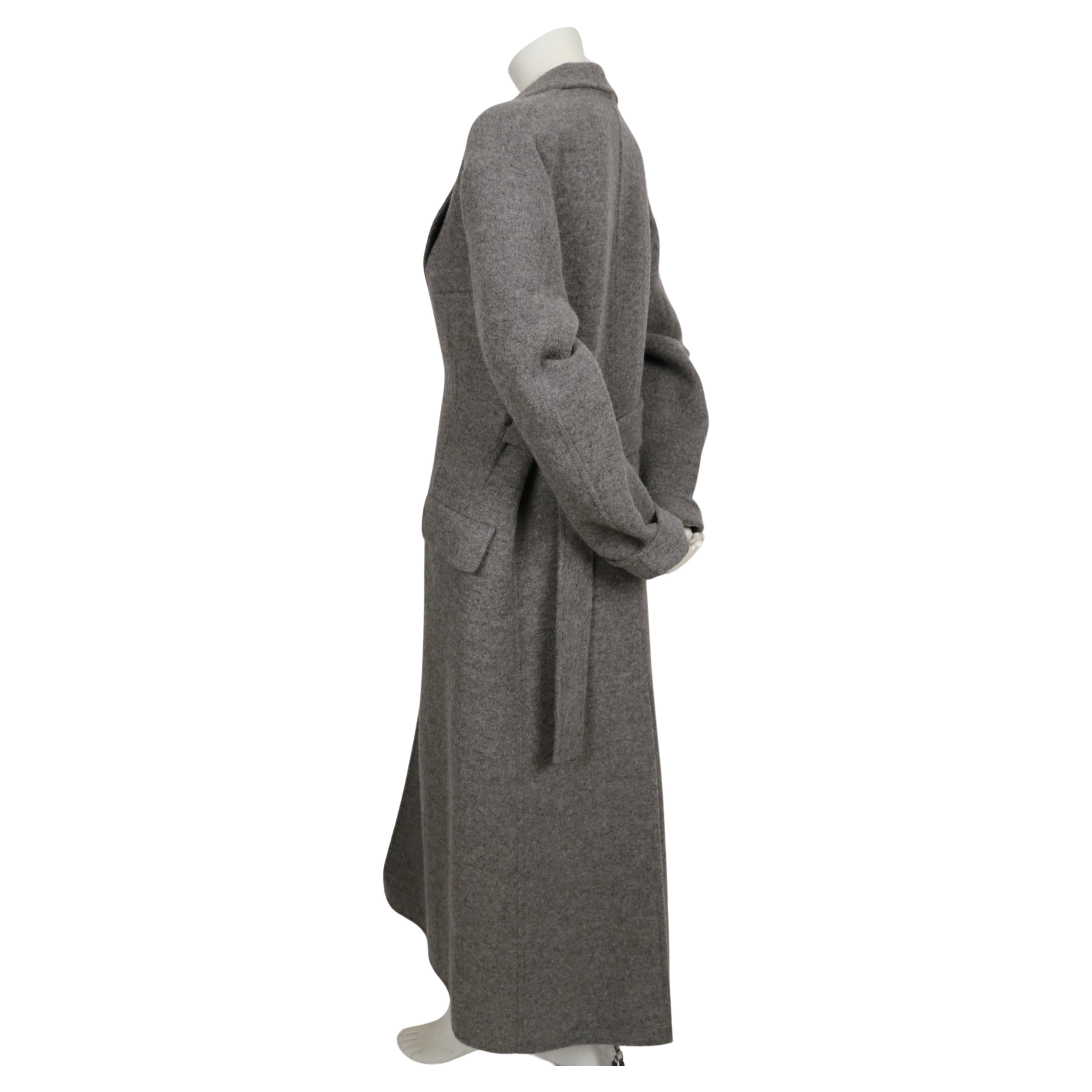 new 2018 CELINE by PHOEBE PHILO grey wool coat with long half belt In New Condition In San Fransisco, CA