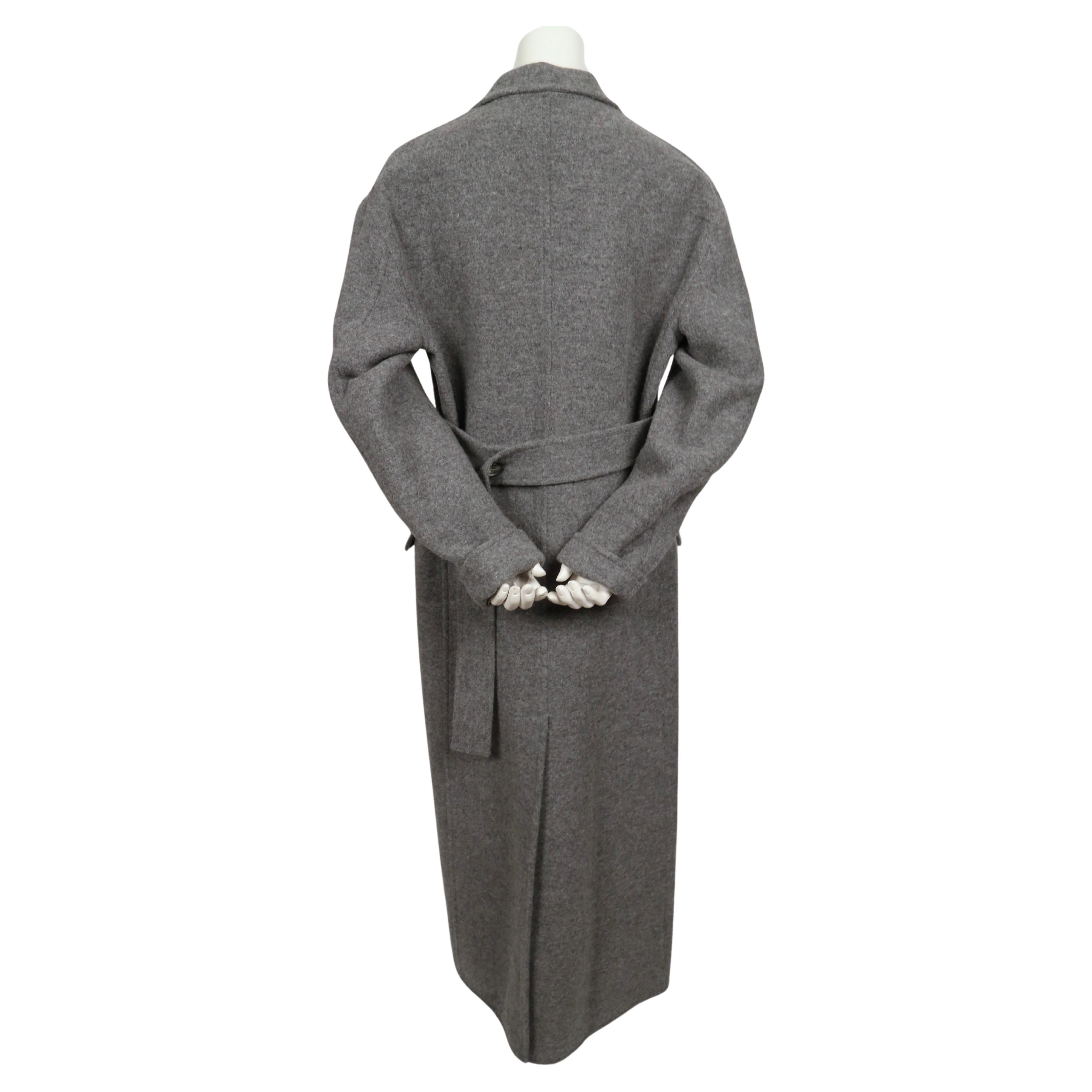 Women's or Men's new 2018 CELINE by PHOEBE PHILO grey wool coat with long half belt