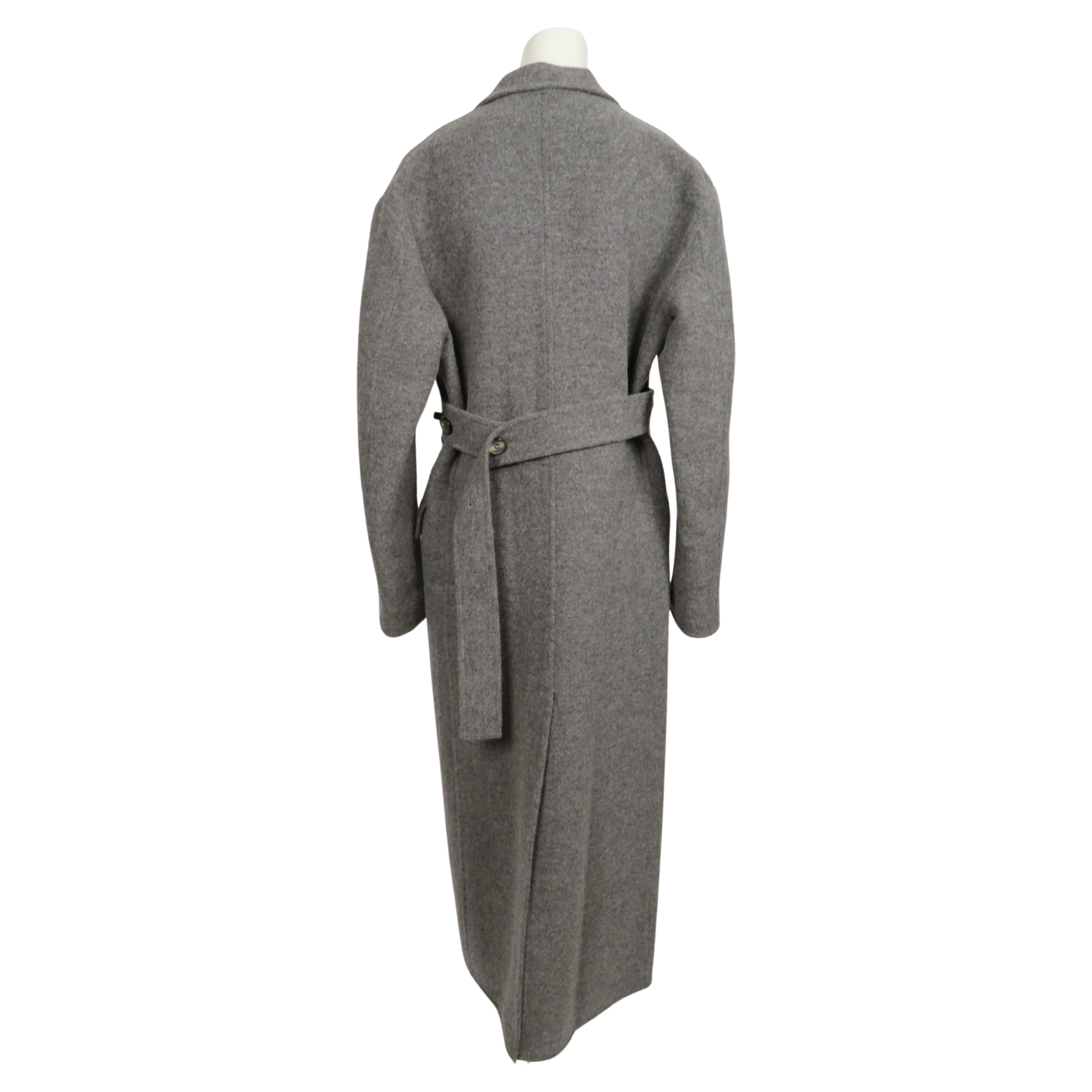 new 2018 CELINE by PHOEBE PHILO grey wool coat with long half belt 1