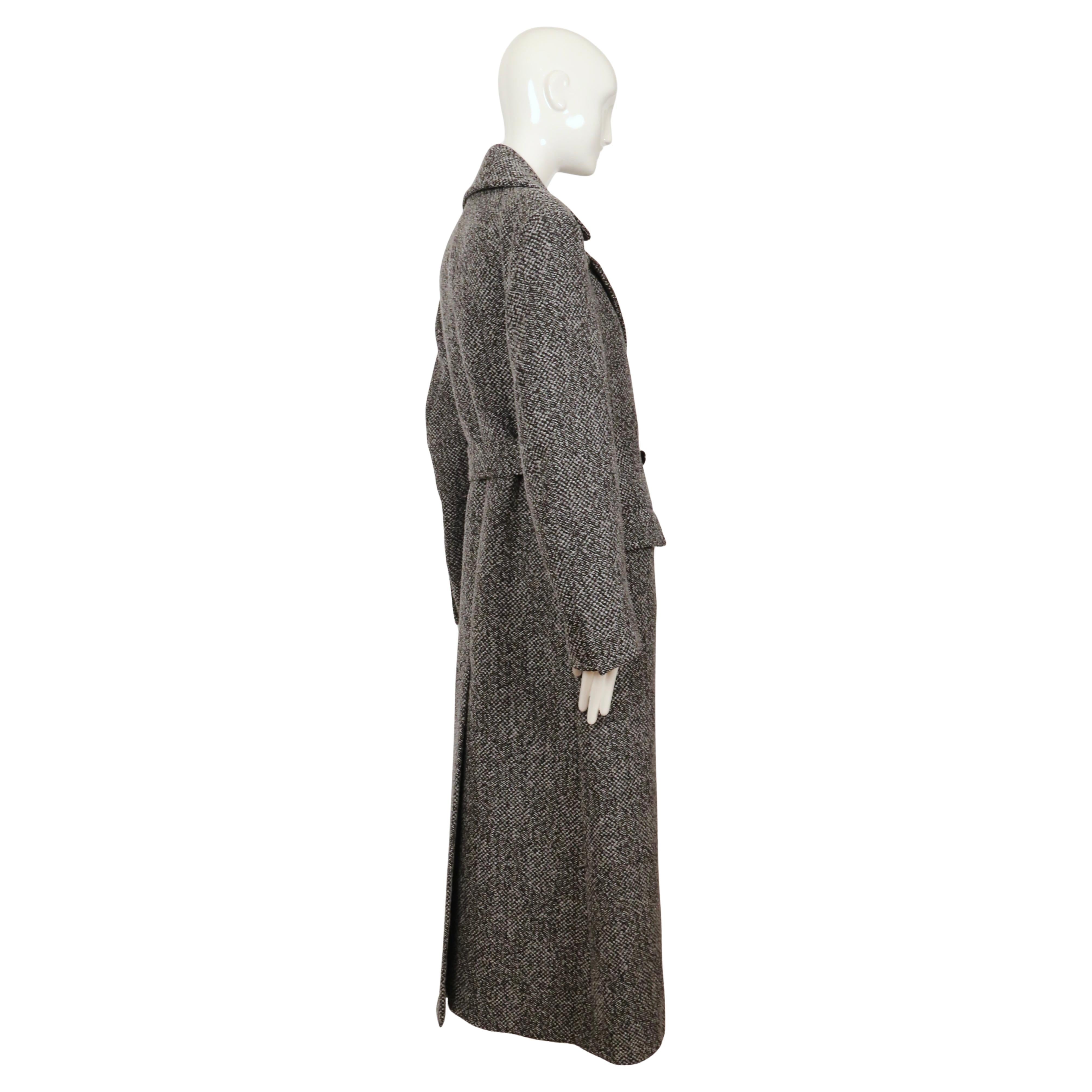 new 2018 CELINE by PHOEBE PHILO grey wool coat with long half belt For Sale 1