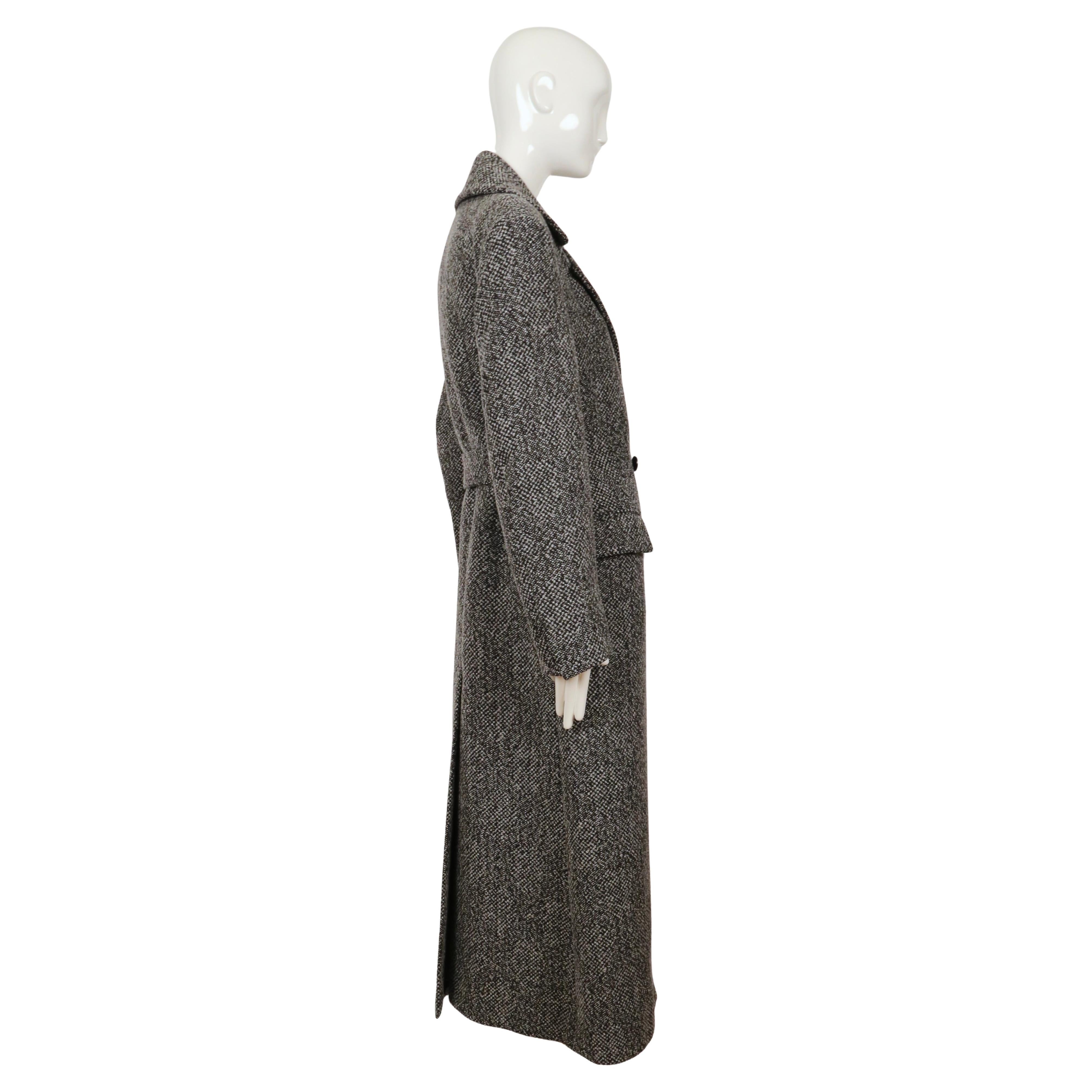 new 2018 CELINE by PHOEBE PHILO grey wool coat with long half belt For Sale 2