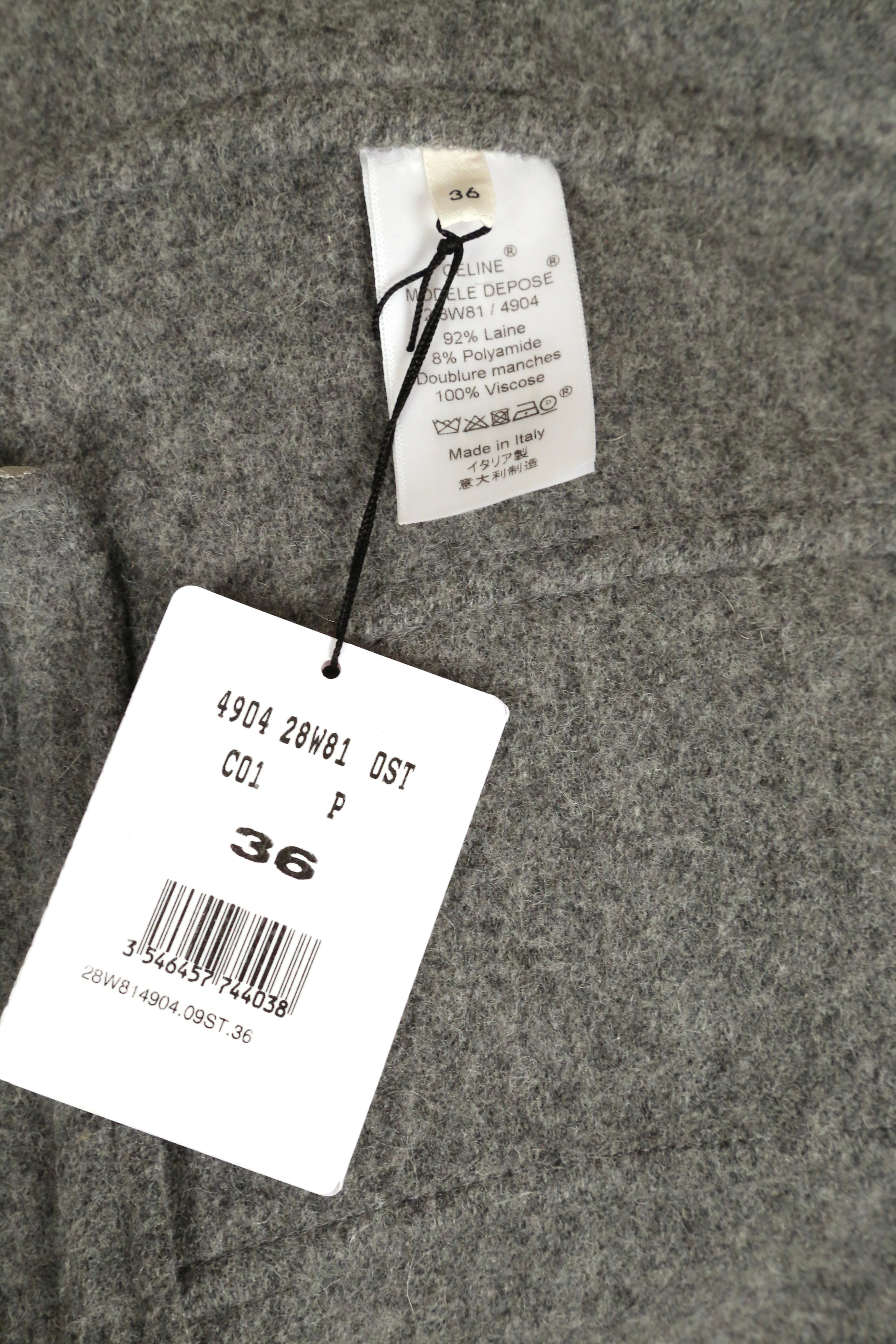 new 2018 CELINE by PHOEBE PHILO grey wool coat with long half belt 3