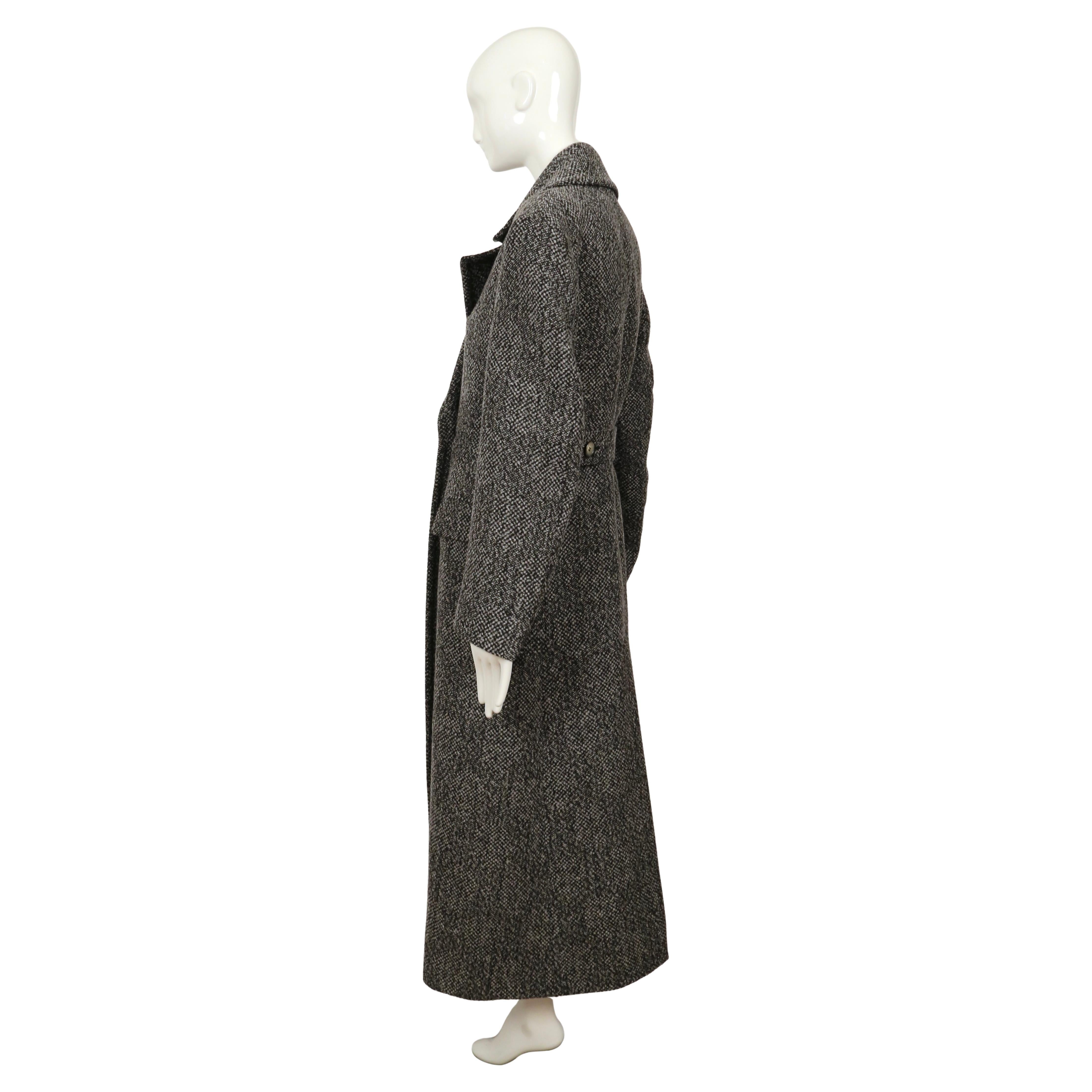 new 2018 CELINE by PHOEBE PHILO grey wool coat with long half belt For Sale 4
