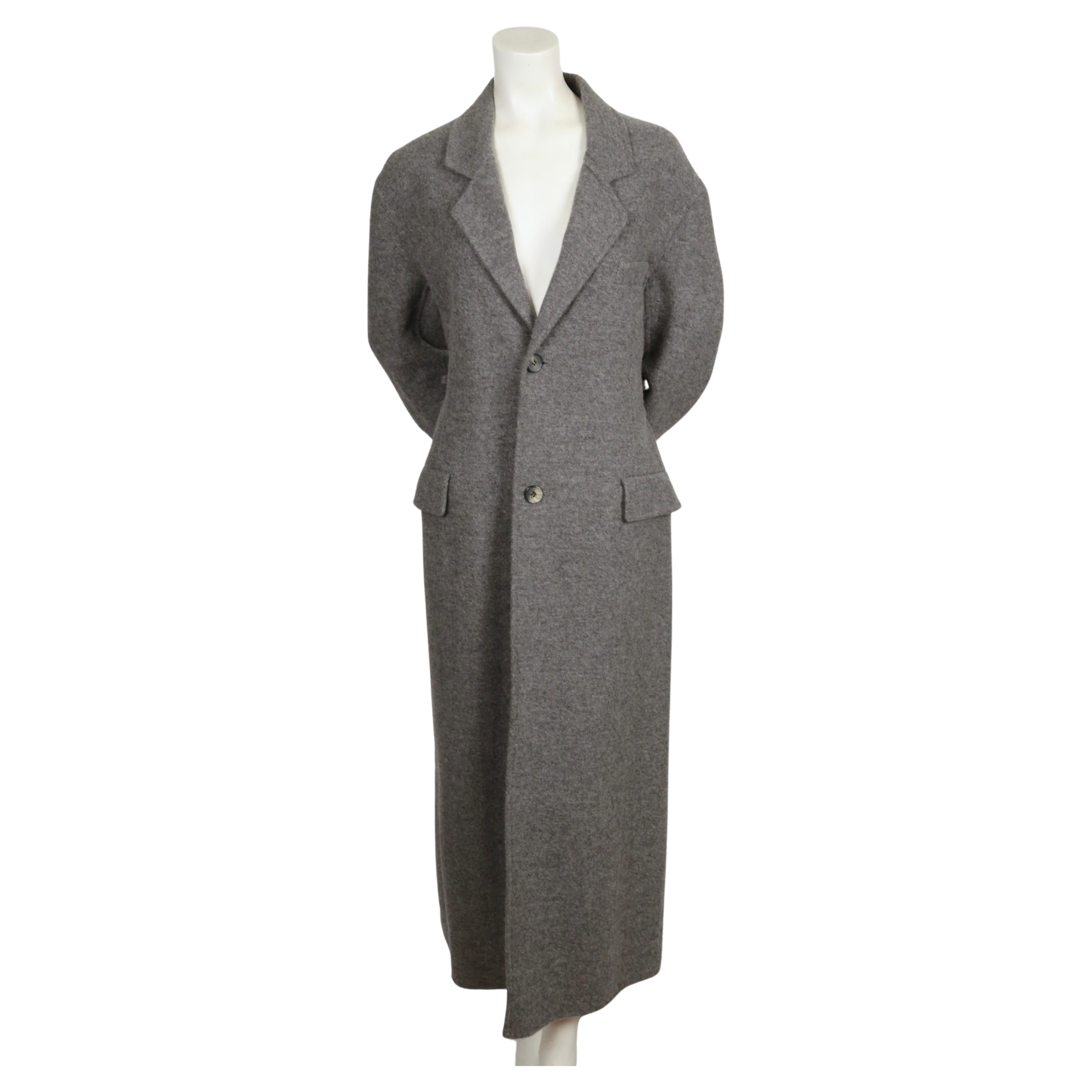 new 2018 CELINE by PHOEBE PHILO grey wool coat with long half belt