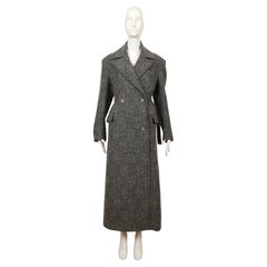 new 2018 CELINE by PHOEBE PHILO grey wool coat with long half belt