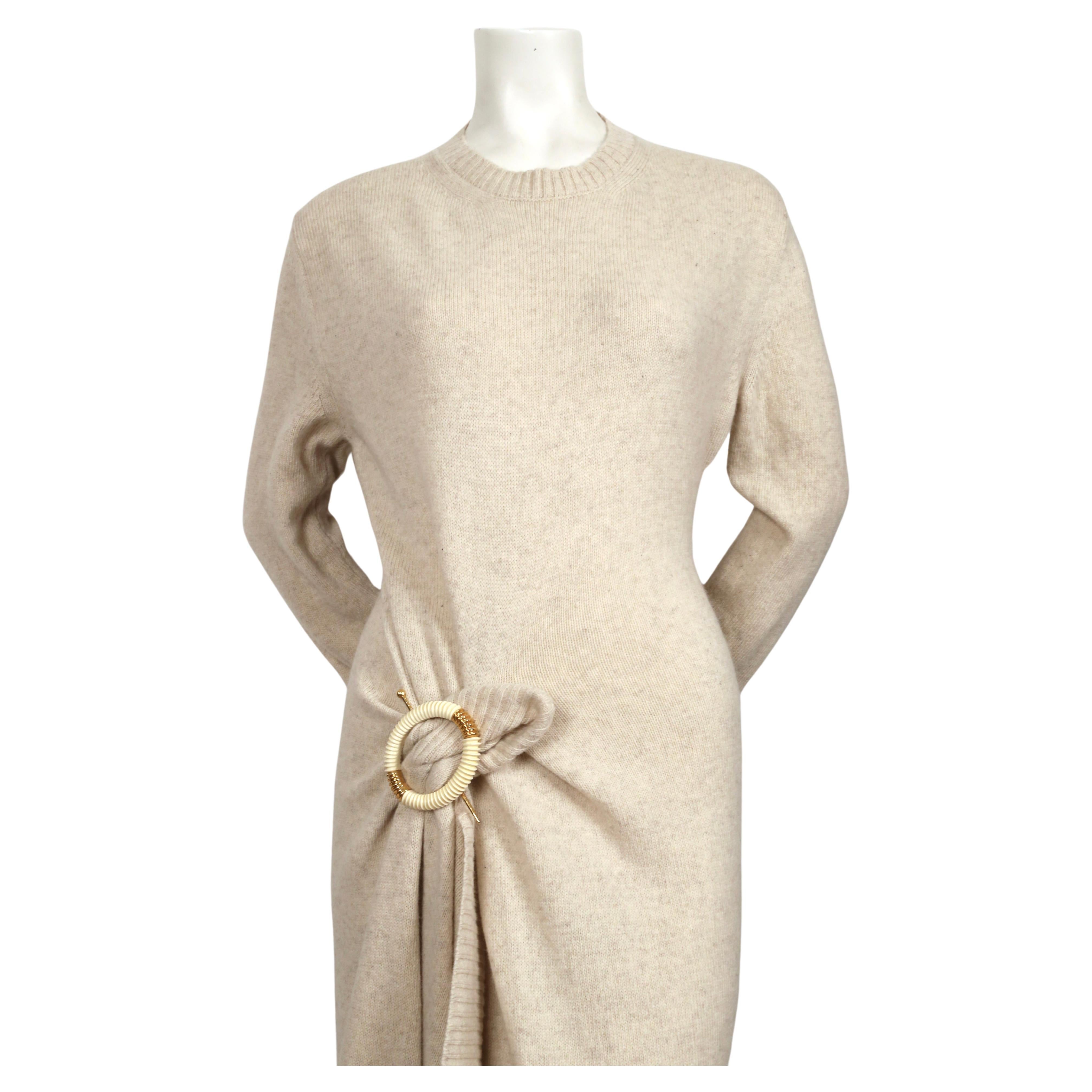 new 2018 CELINE by PHOEBE PHILO oversized fuzzy sweater dress with brooch In New Condition In San Fransisco, CA