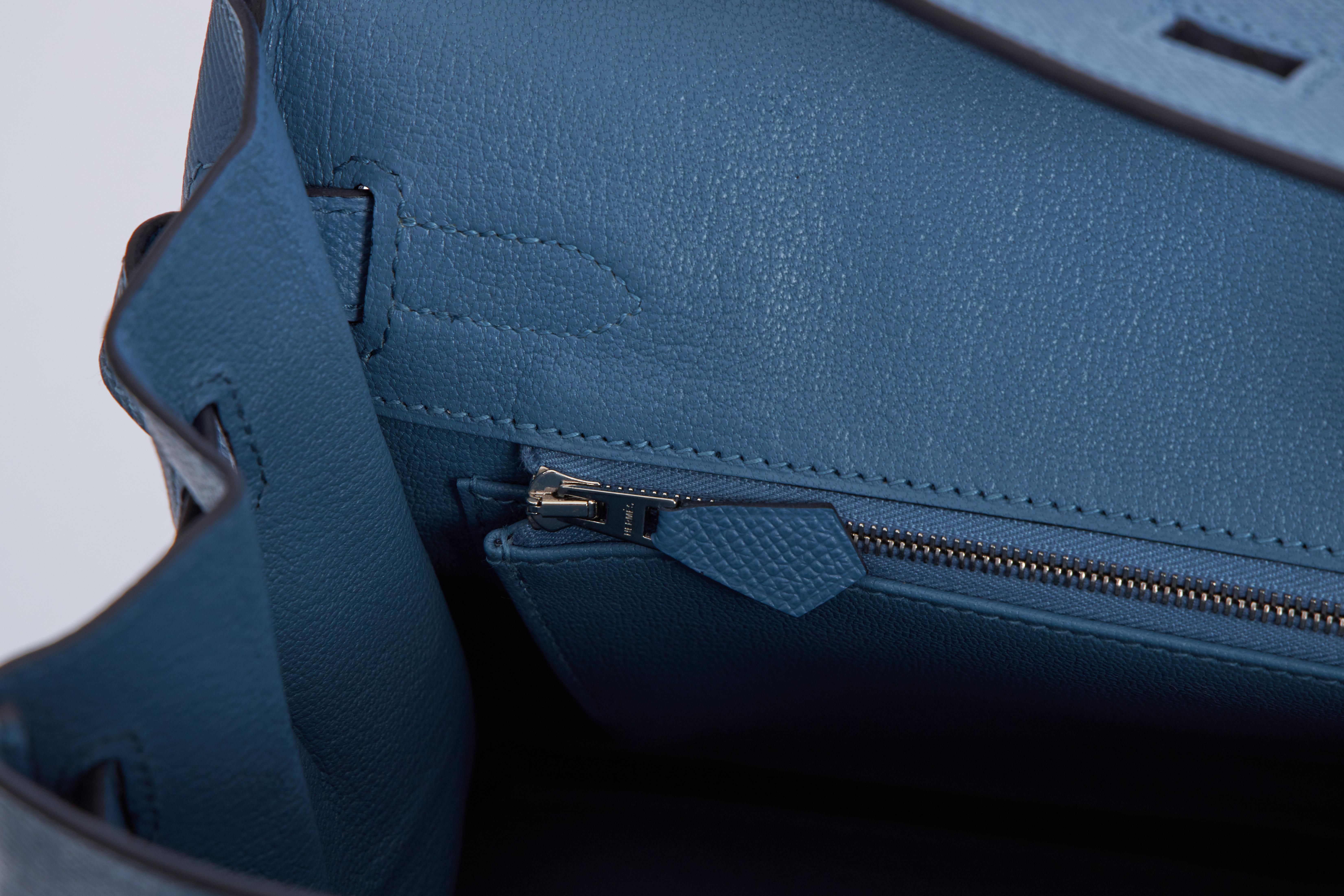 NEW 2018 Hermès 30cm Blue Azur Palladium Birkin Bag in Box 7