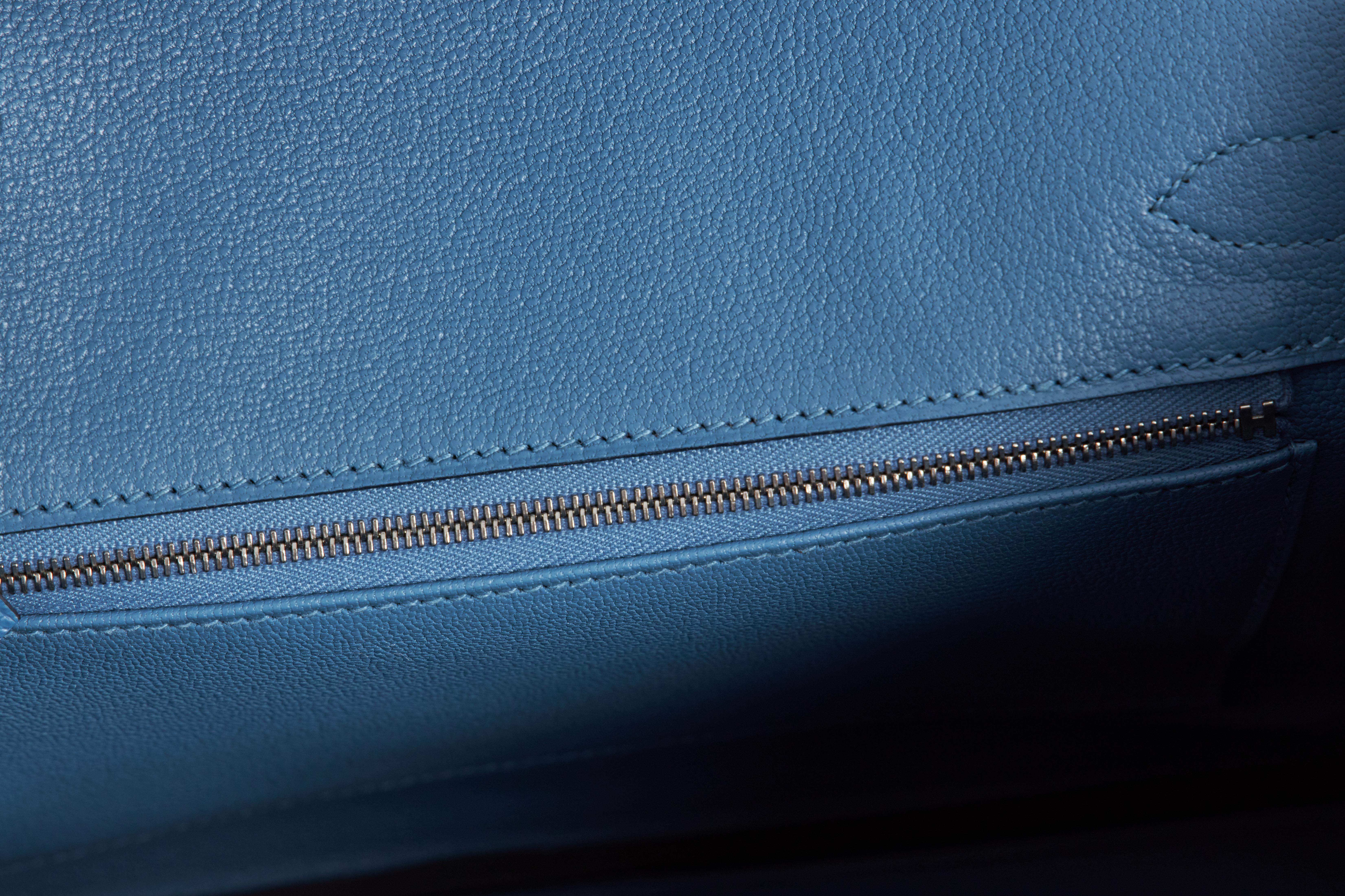 NEW 2018 Hermès 30cm Blue Azur Palladium Birkin Bag in Box 8