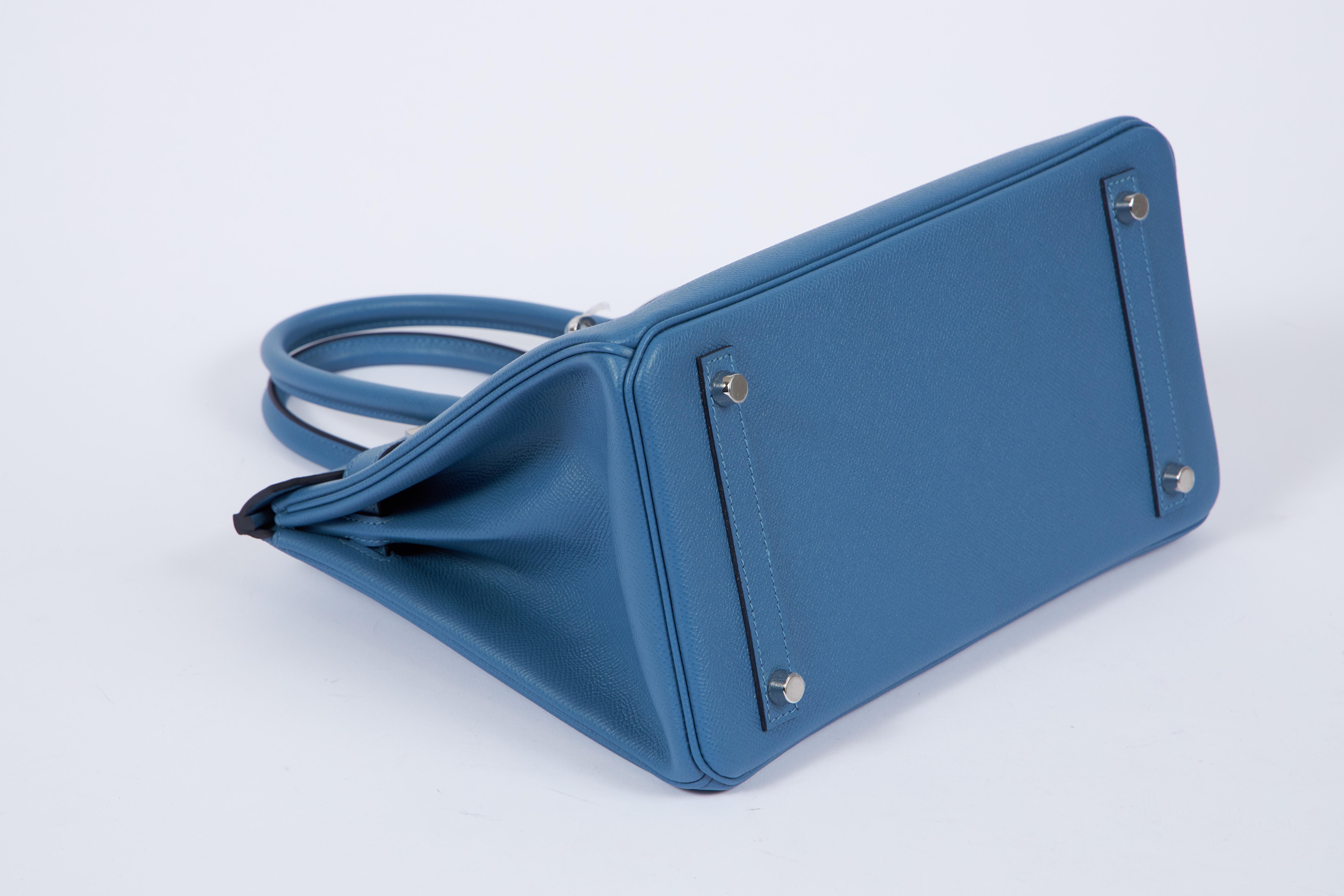 NEW 2018 Hermès 30cm Blue Azur Palladium Birkin Bag in Box 1