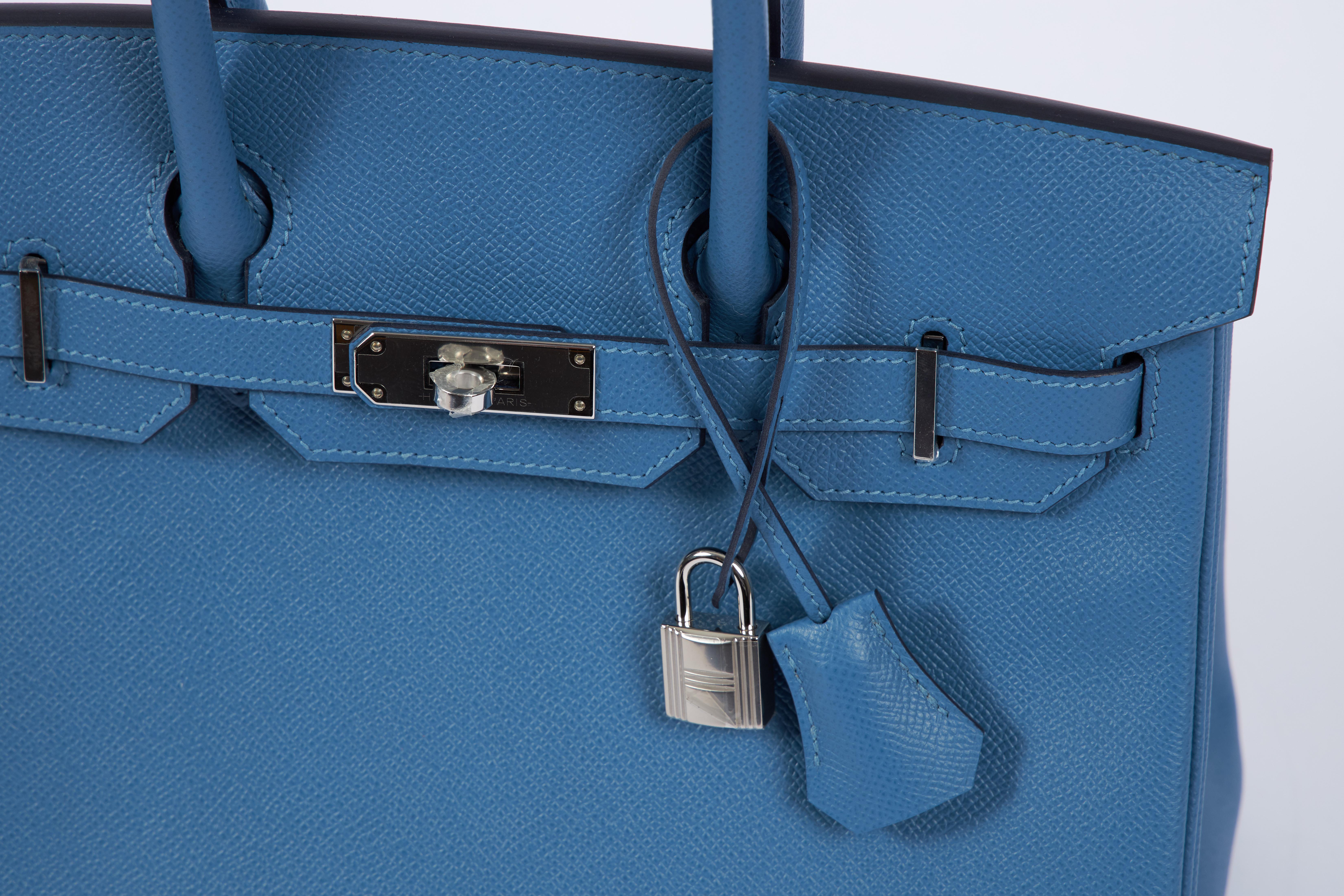 NEW 2018 Hermès 30cm Blue Azur Palladium Birkin Bag in Box 2