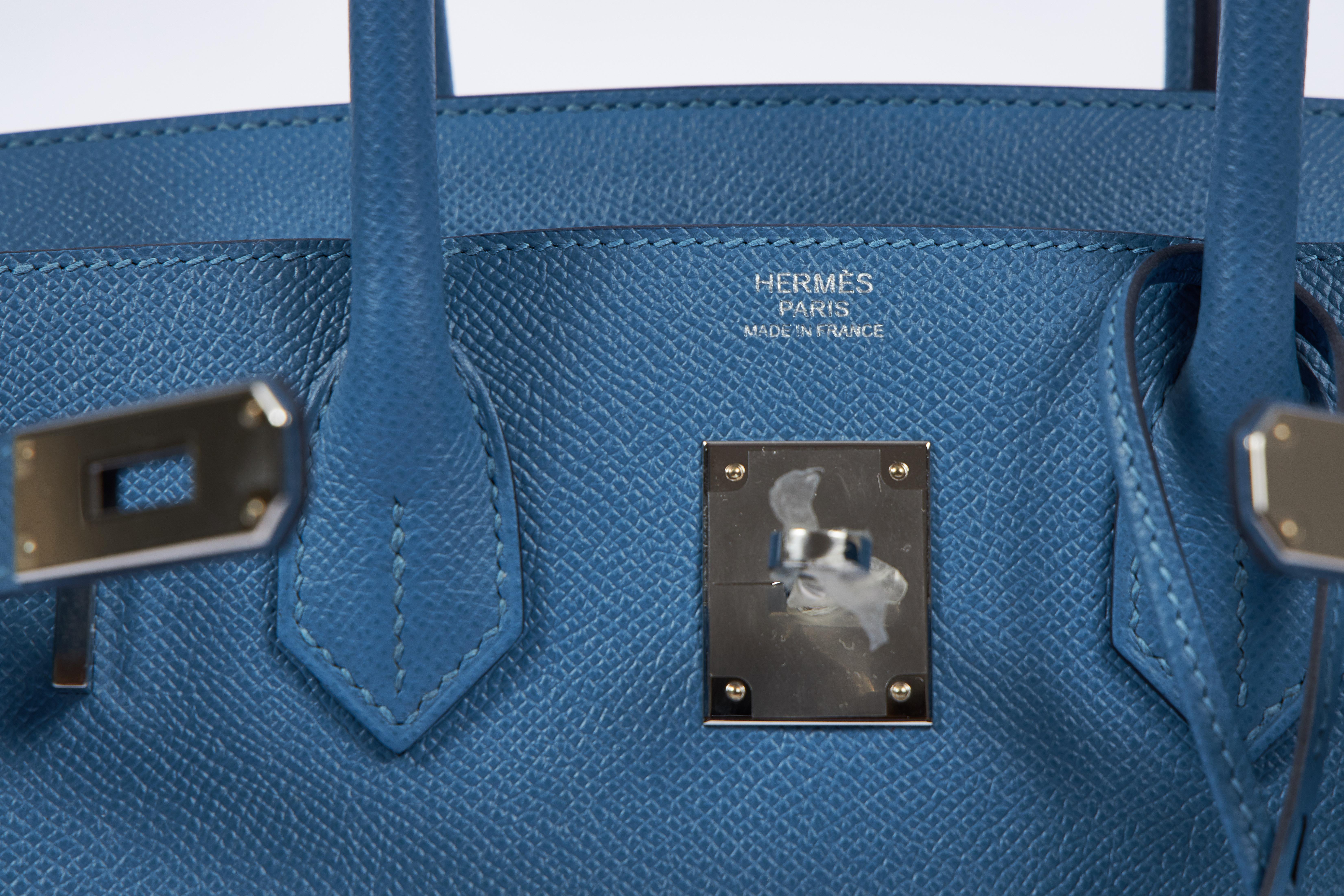 NEW 2018 Hermès 30cm Blue Azur Palladium Birkin Bag in Box 4