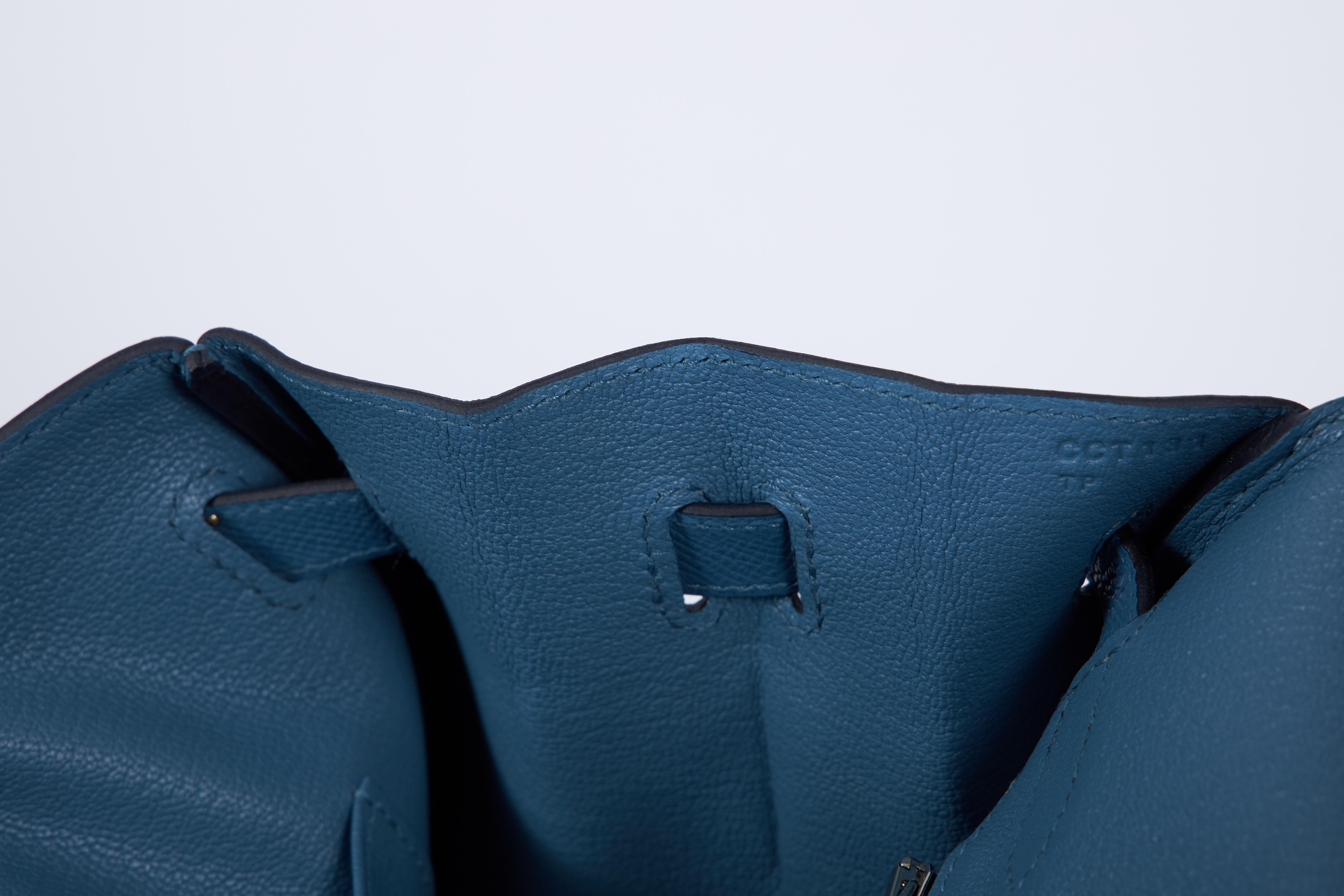 NEW 2018 Hermès 30cm Blue Azur Palladium Birkin Bag in Box 6