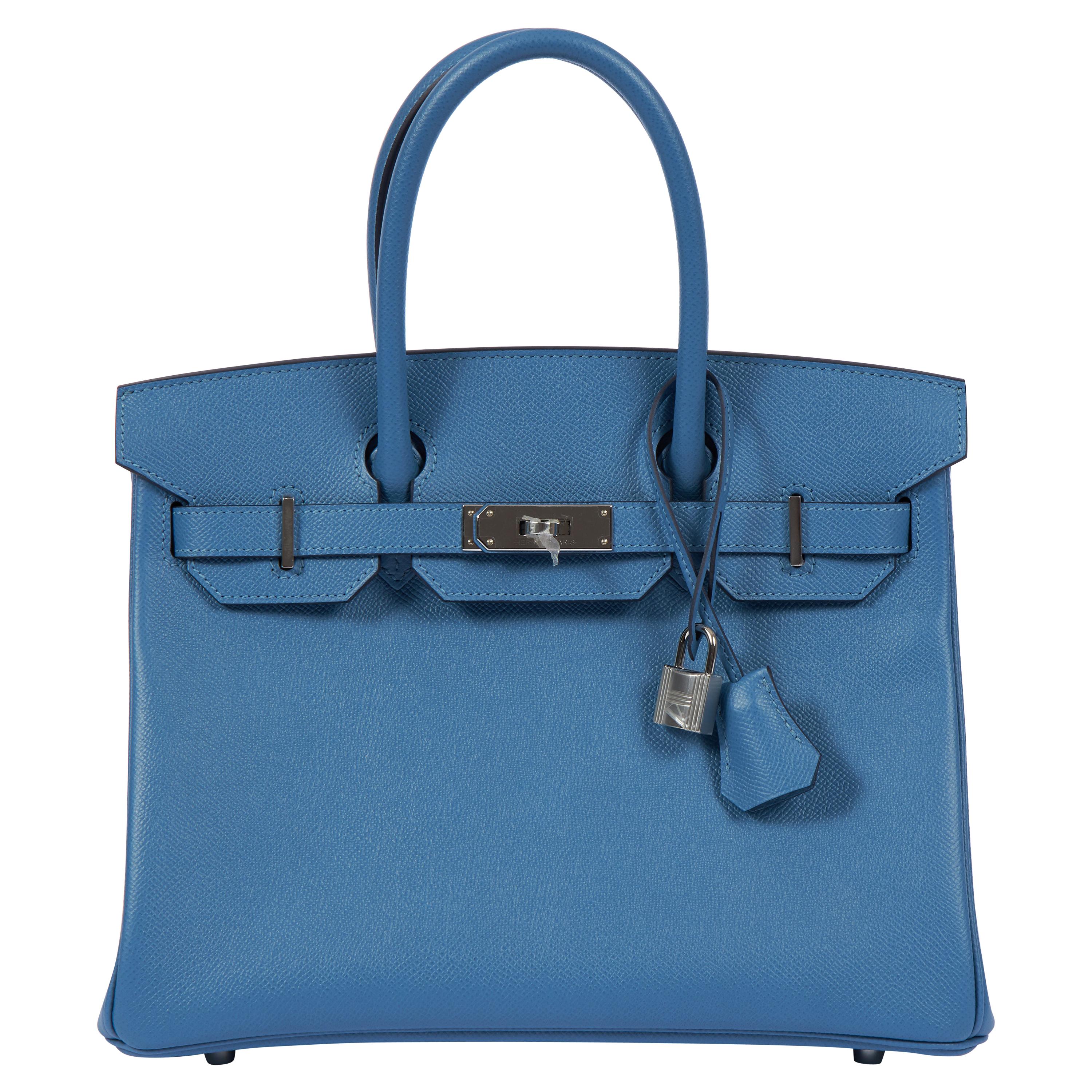 NEW 2018 Hermès 30cm Blue Azur Palladium Birkin Bag in Box