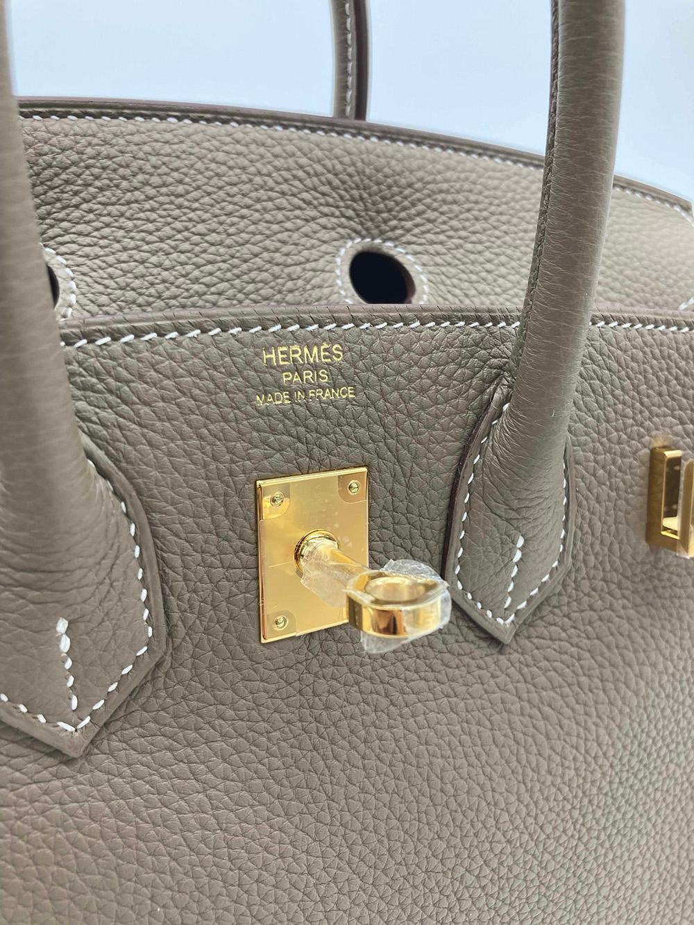 NEW 2021 Hermes Etoupe Togo Birkin 25 GHW  2