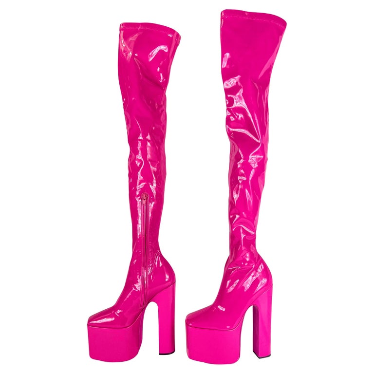 Louis Vuitton Suede and Patent Ruffle Cancan Velvet Lace Up Knee Boots Size  37 For Sale at 1stDibs