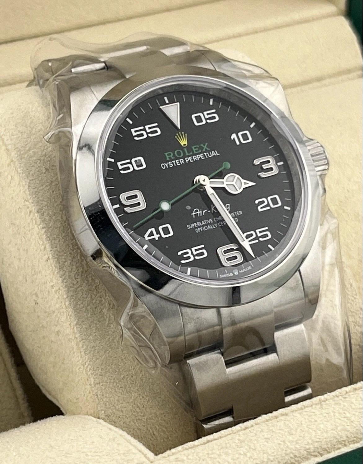 NEW 2023 Rolex Air-King 40mm Green Black Stainless Steel Mens Watch 126900 Pour hommes en vente