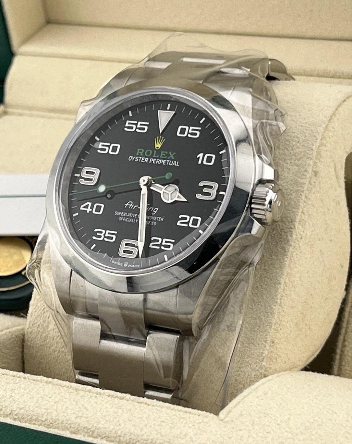NEW 2023 Rolex Air-King 40mm Green Black Stainless Steel Mens Watch 126900 en vente 1