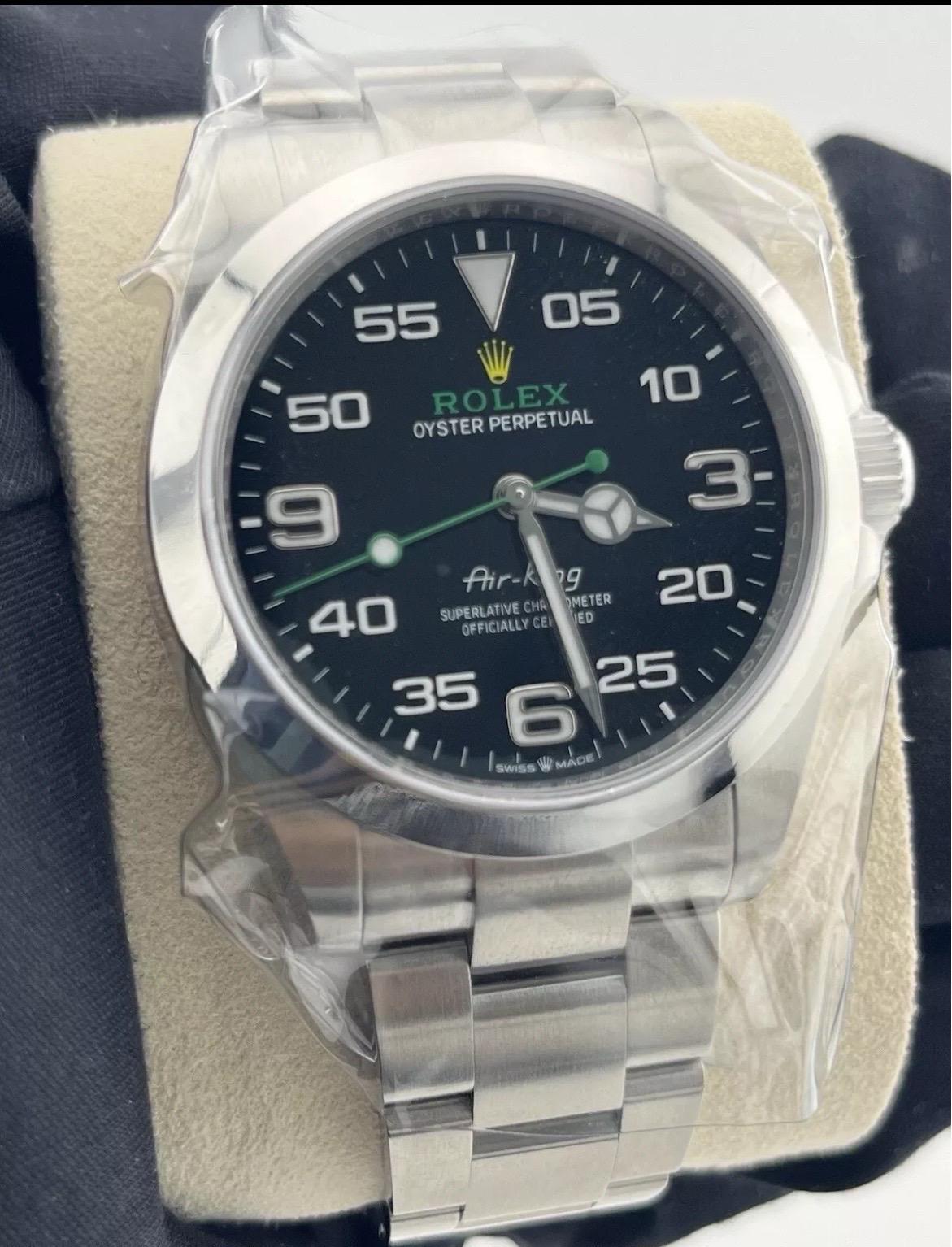 NEW 2023 Rolex Air-King 40mm Green Black Stainless Steel Mens Watch 126900 en vente 4