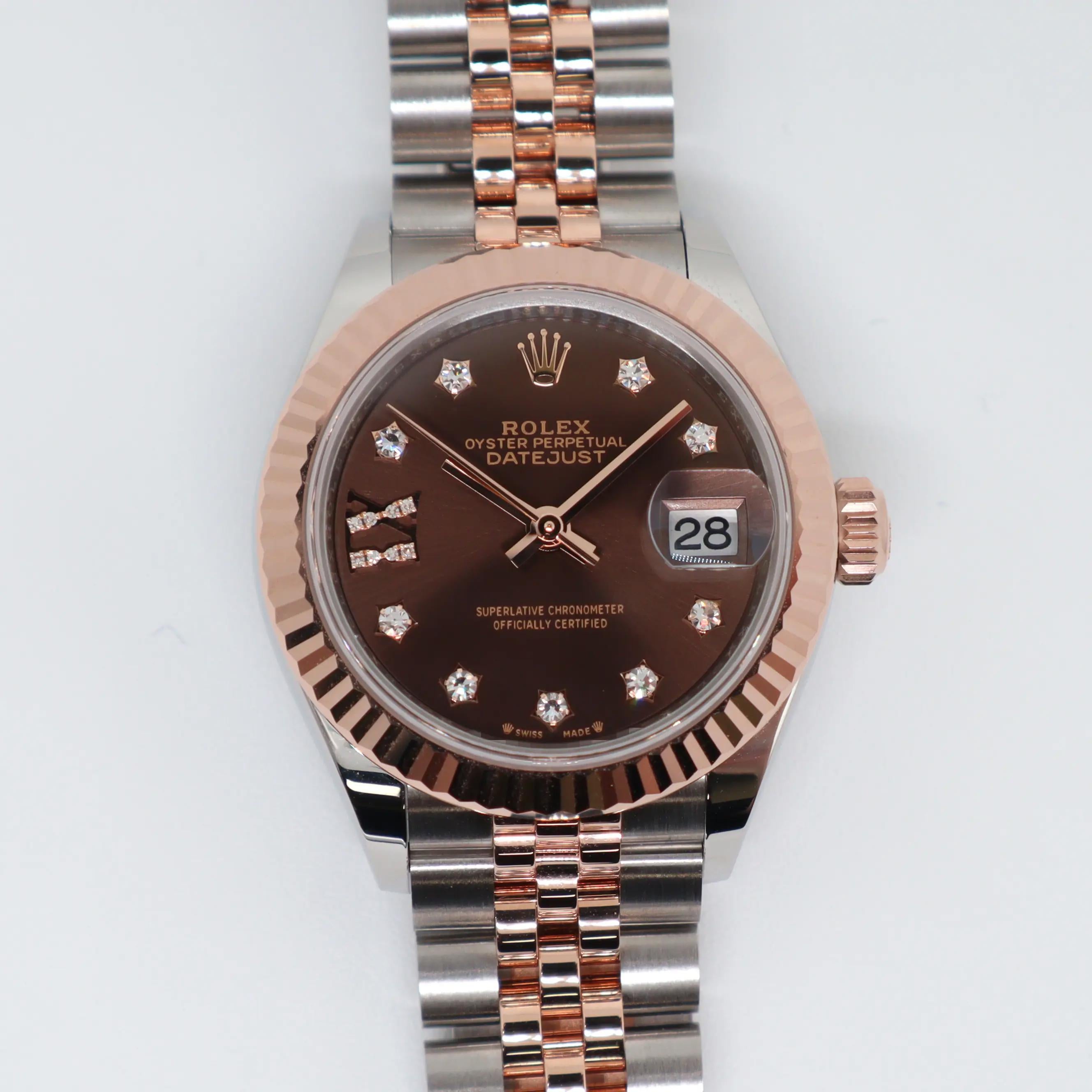 NEW 2024 Rolex Datejust 18K Gold Steel Chocolate Diamond Star Dial Watch 279171 For Sale 2