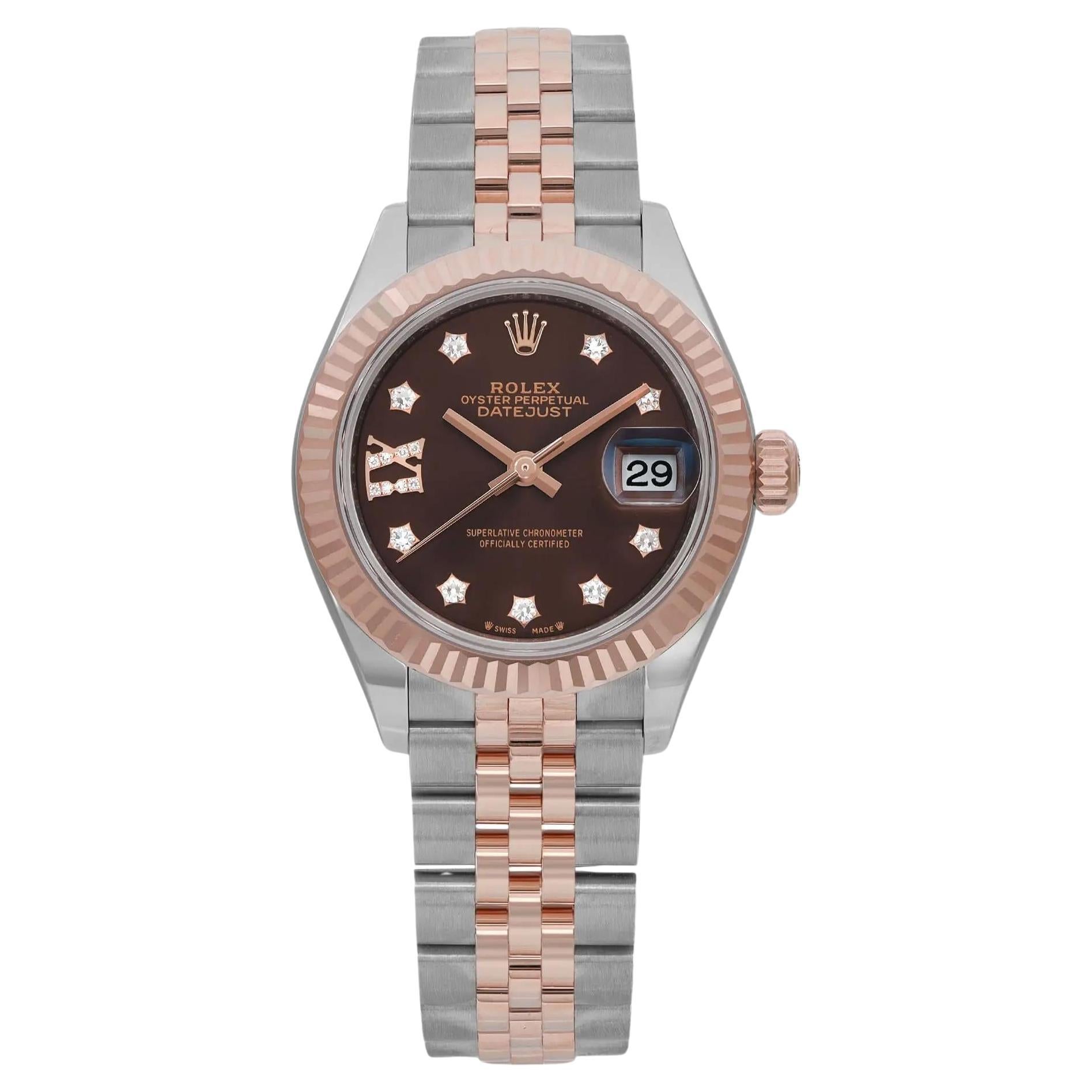 NEW 2024 Rolex Datejust 18K Gold Stahl Schokolade Diamond Star Dial Uhr 279171
