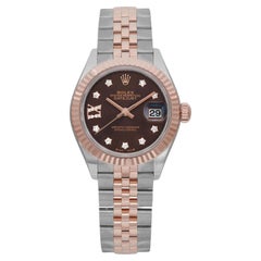 NEW 2024 Rolex Datejust 18K Gold Steel Chocolate Diamond Star Dial Watch 279171