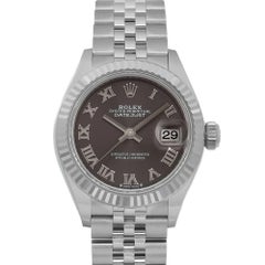 NEU 2024 Rolex Datejust 28mm Gold Lünette Stahl grau römisches Zifferblatt Uhr 279174