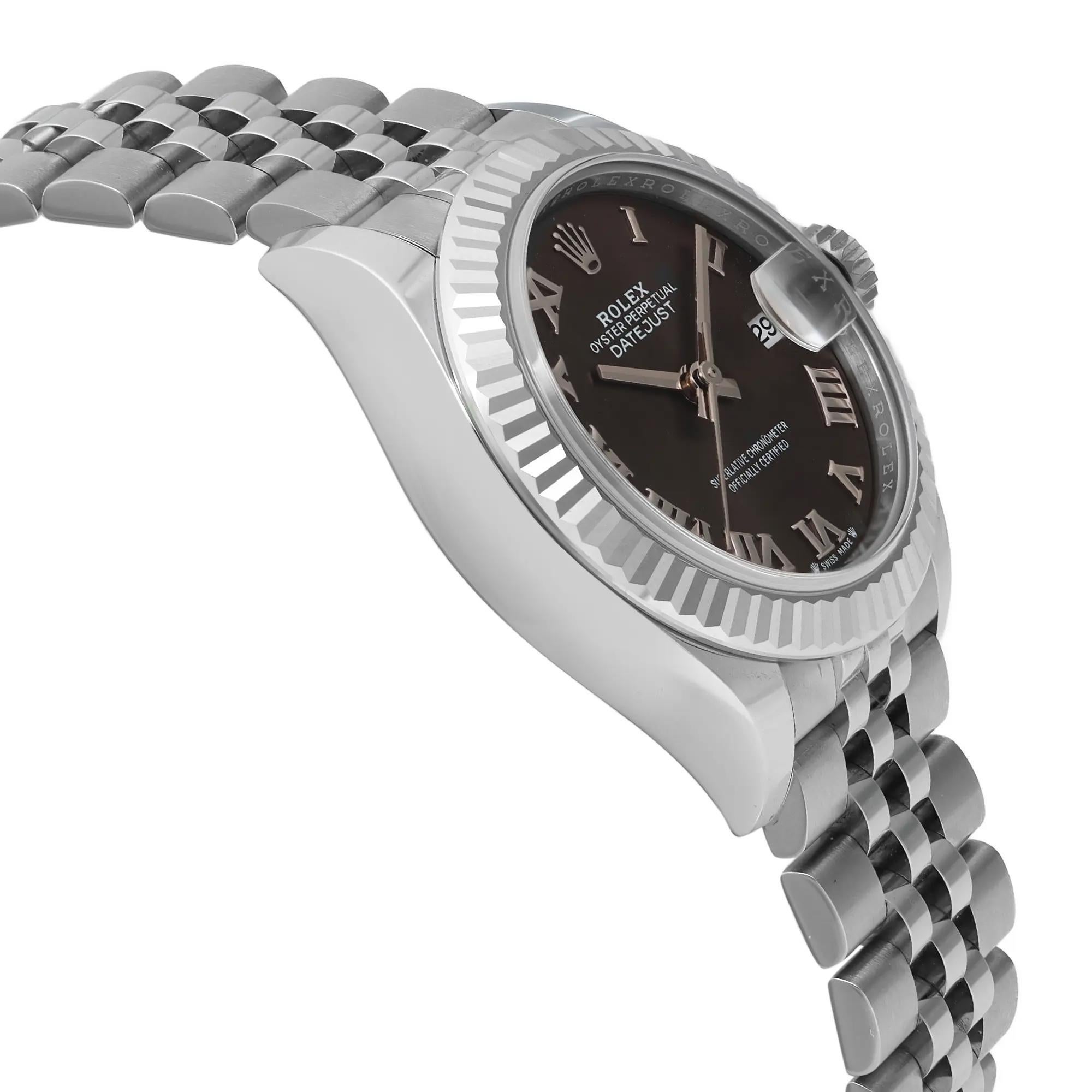NEW 2024 Rolex Datejust 28mm Gold Bezel Steel Gray Roman Dial Watch 279174 en vente 1