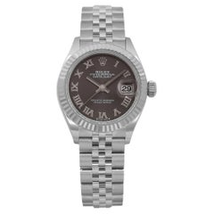 Used NEW 2024 Rolex Datejust 28mm Gold Bezel Steel Gray Roman Dial Watch 279174
