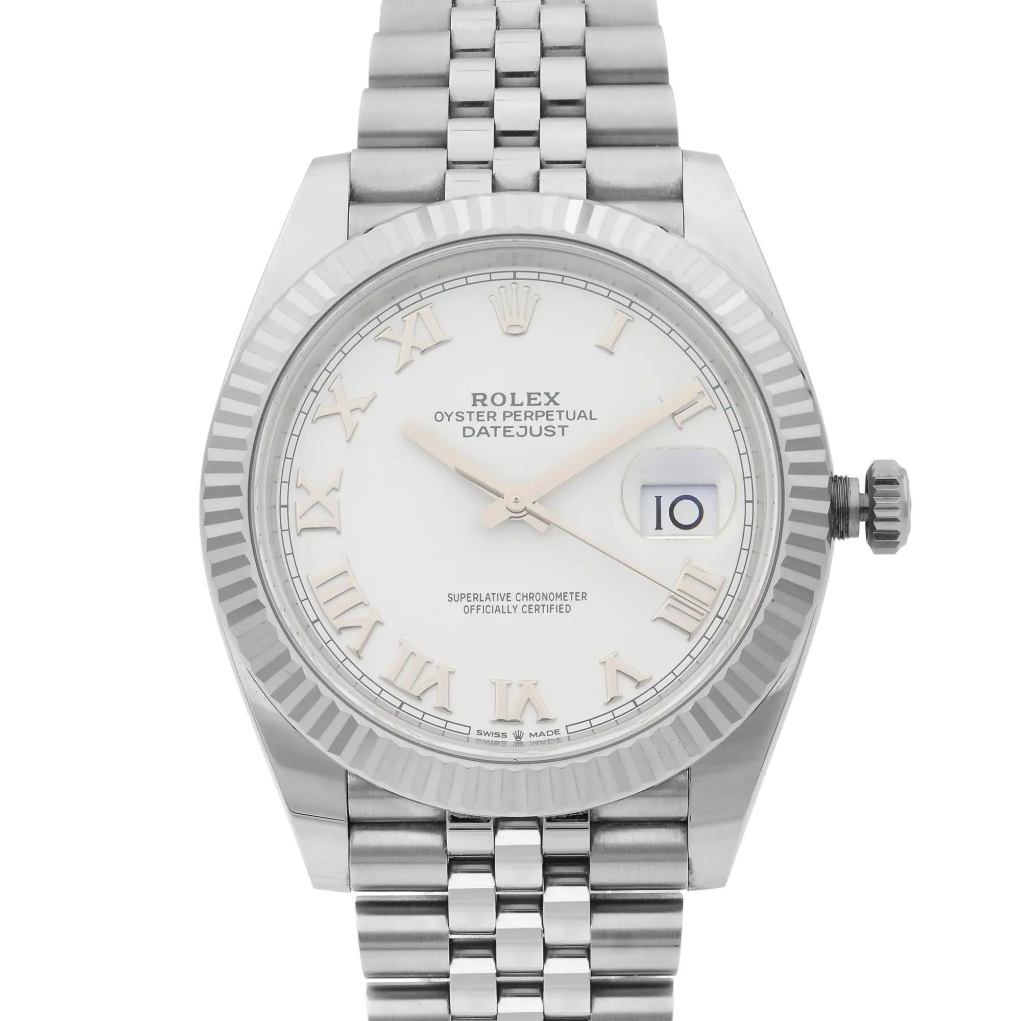 New 2024 Rolex Datejust 41mm Steel Jubilee White Roman Dial Watch 126334 in vendita 4