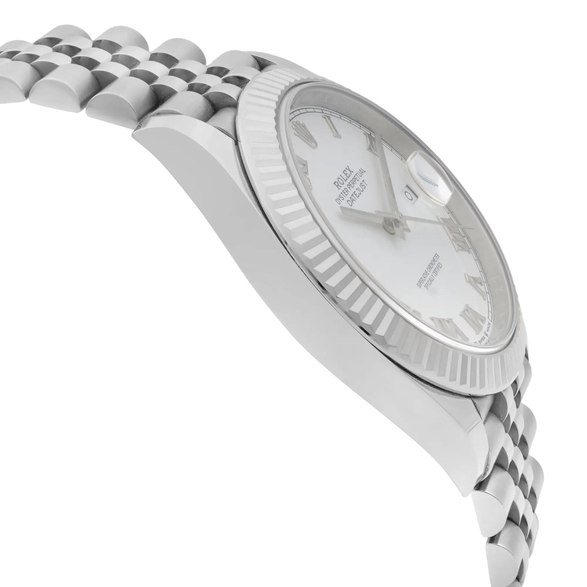New 2024 Rolex Datejust 41mm Steel Jubilee White Roman Dial Watch 126334 in vendita 6