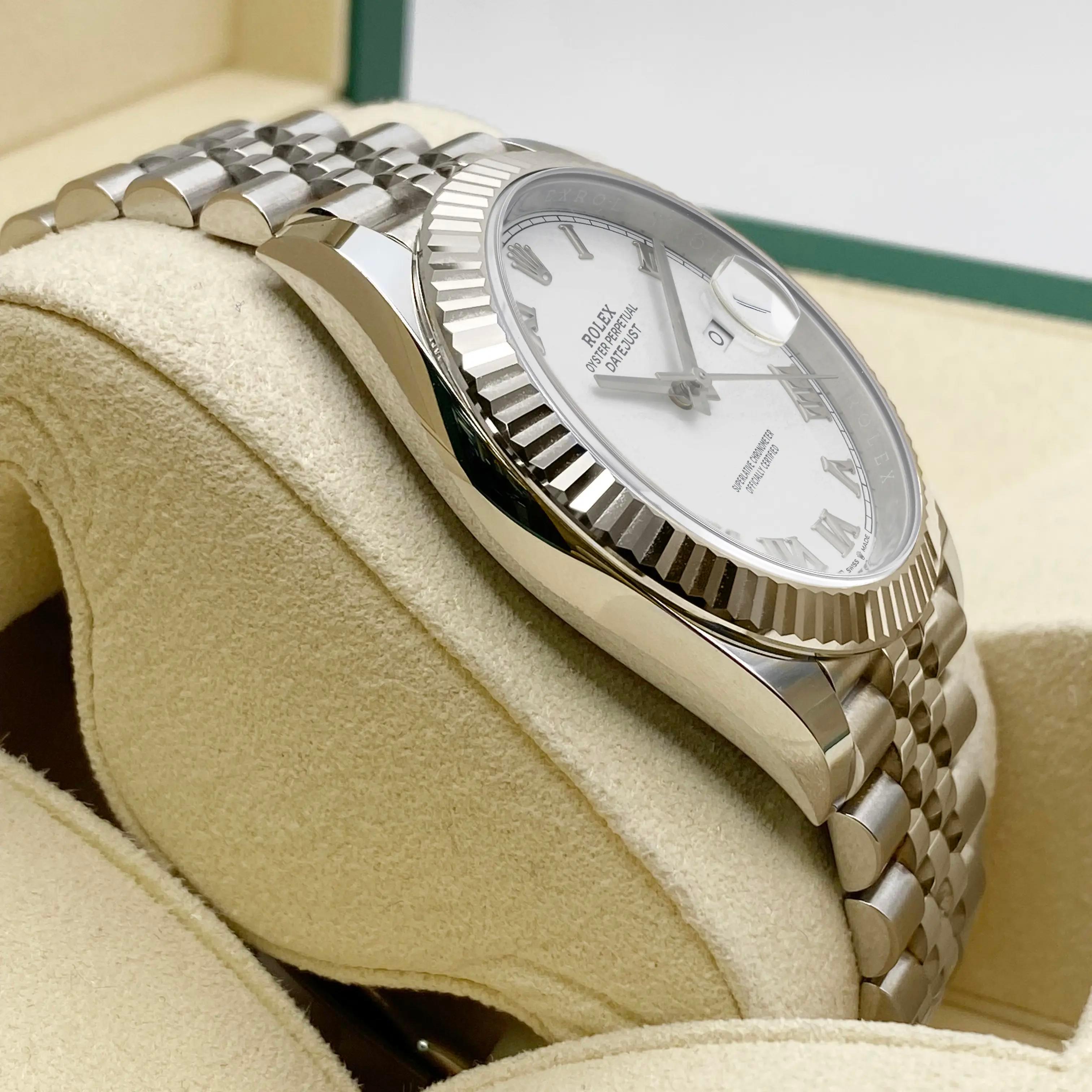 Uomo New 2024 Rolex Datejust 41mm Steel Jubilee White Roman Dial Watch 126334 in vendita