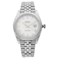 Used New 2024 Rolex Datejust 41mm Steel Jubilee White Roman Dial Watch 126334