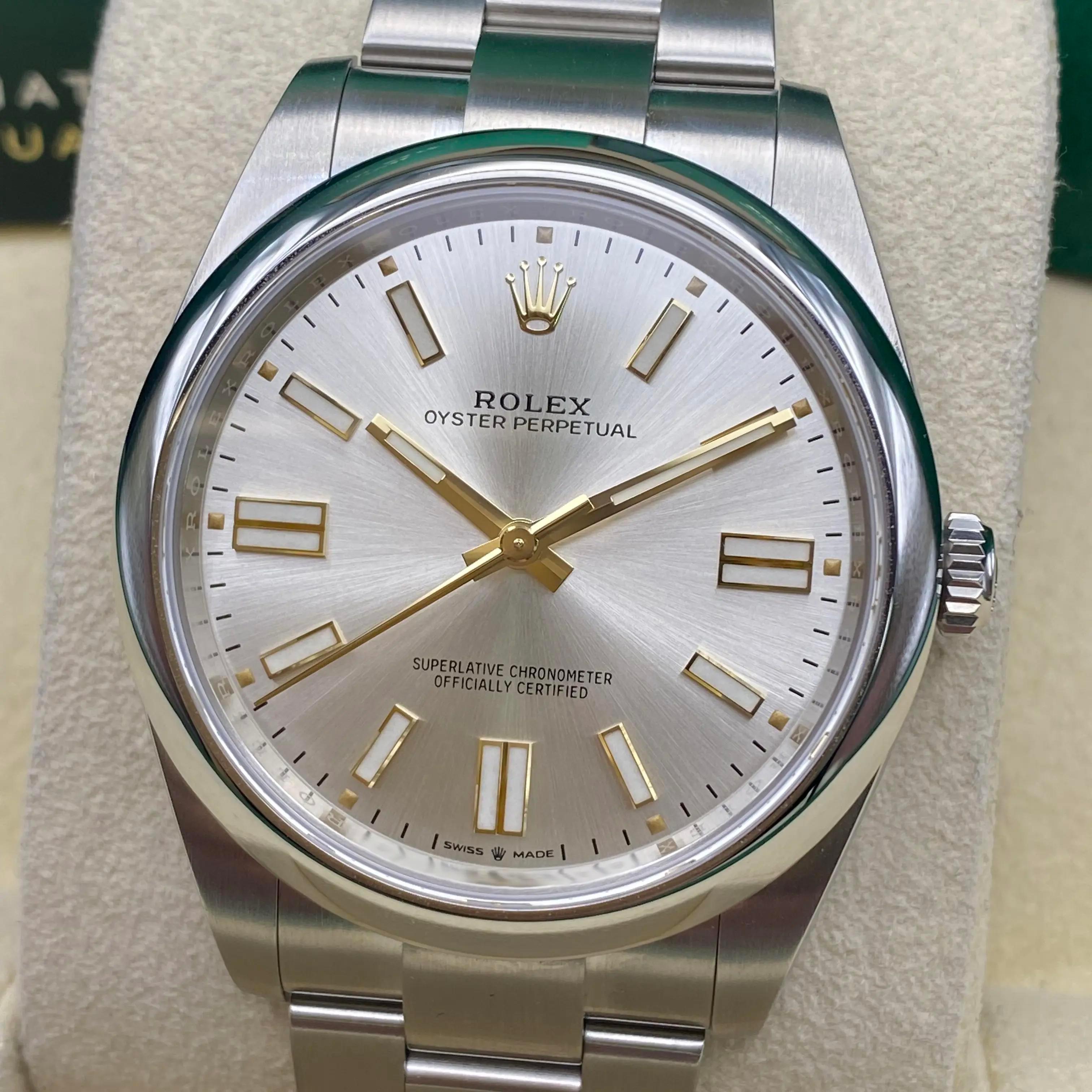New 2024 Rolex Oyster Perpetual 124300 Steel Silver Dial Oyster Automatic Watch In New Condition For Sale In New York, NY