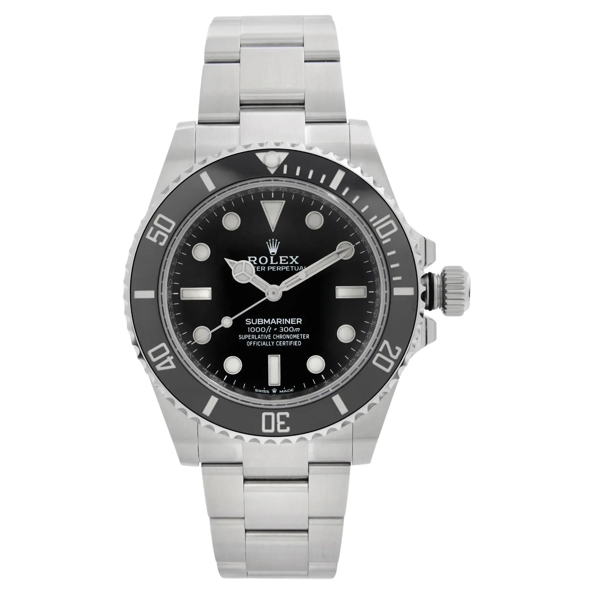 New 2024 Rolex Submariner 41 No Date Steel Ceramic Black Dial Watch 124060
