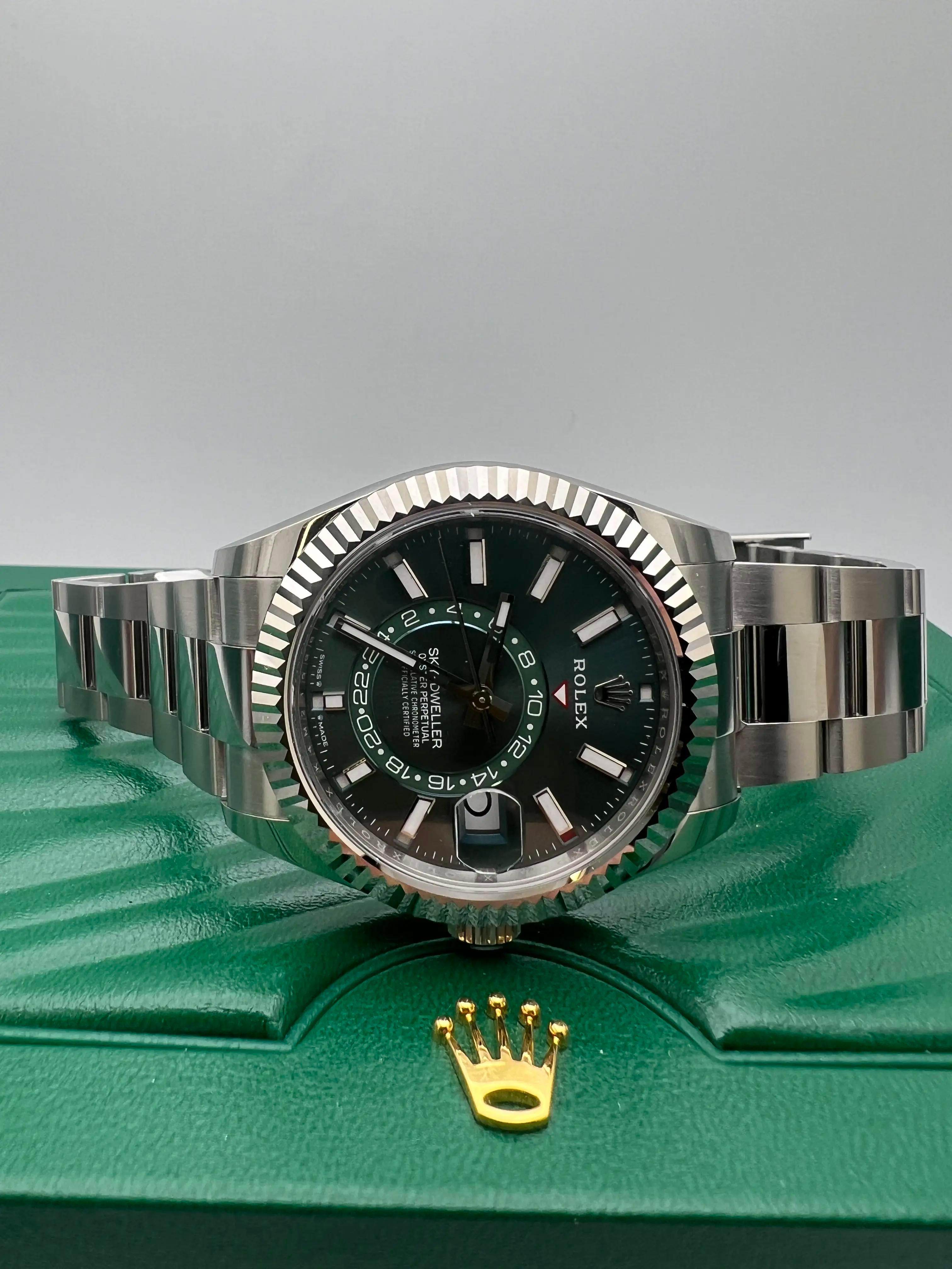 NEW 2025 Rolex Sky-Dweller 336934 42mm Green Dial Oyster Bracelet Box Papers For Sale 1