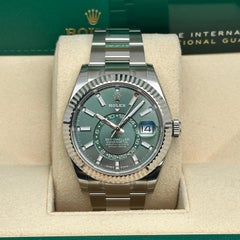 NEW 2025 Stickered Rolex Sky-Dweller White Gold Steel Green Dial Watch 336934