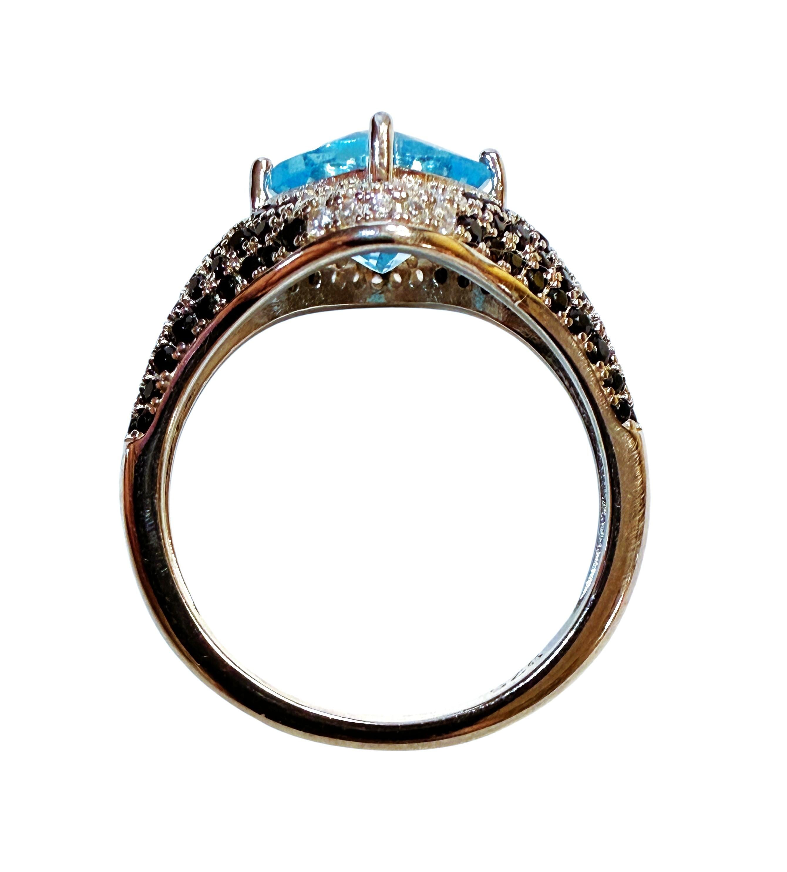 Nuevo Anillo de Esterlina con Topacio Azul de 2,04 Quilates y Zafiro y Espinela talla Diamante Corte cojín en venta