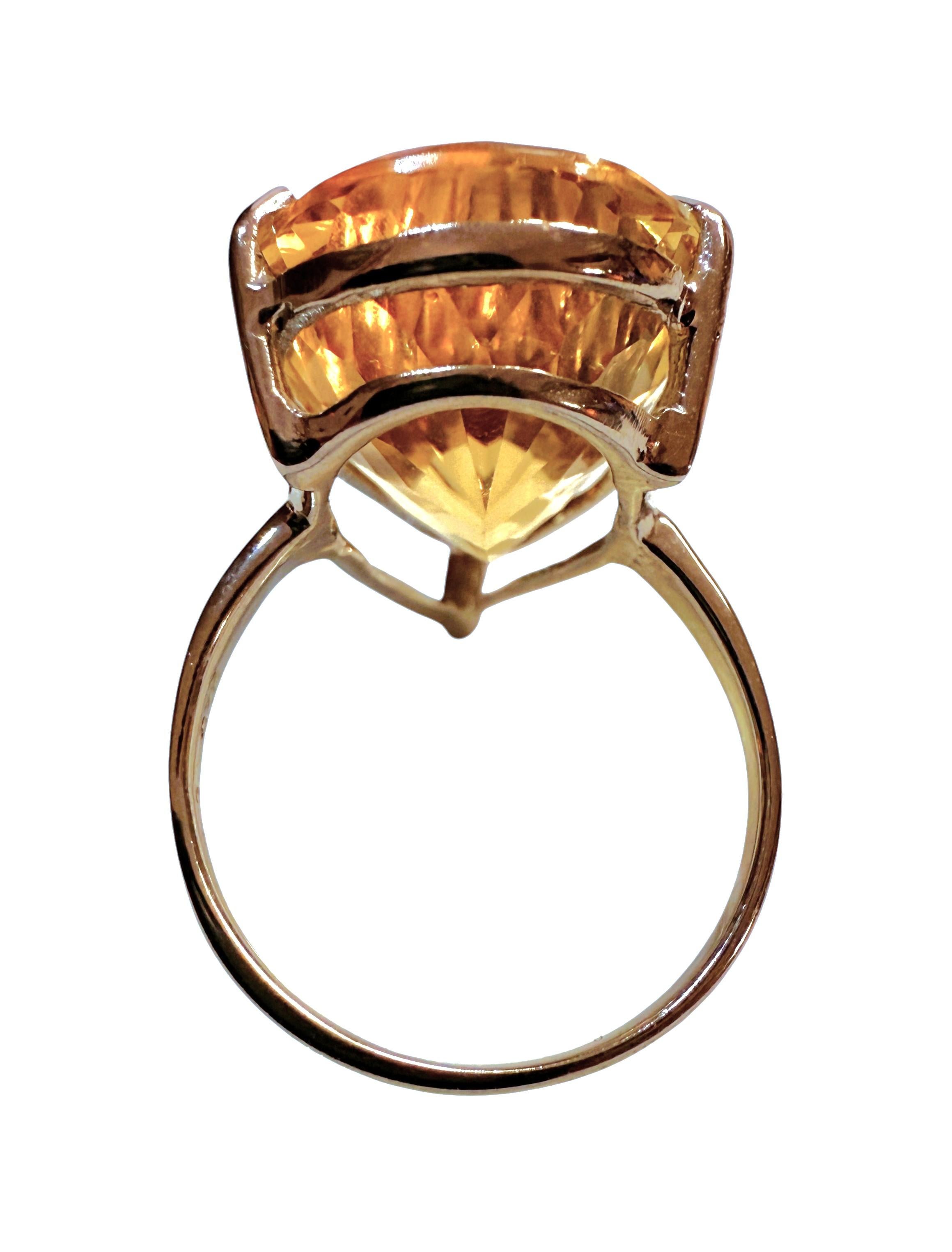 Neu 20,5 Karat Konkav geschliffener Citrin Handmade 925 Sterling Silber Ring (Tropfenschliff)