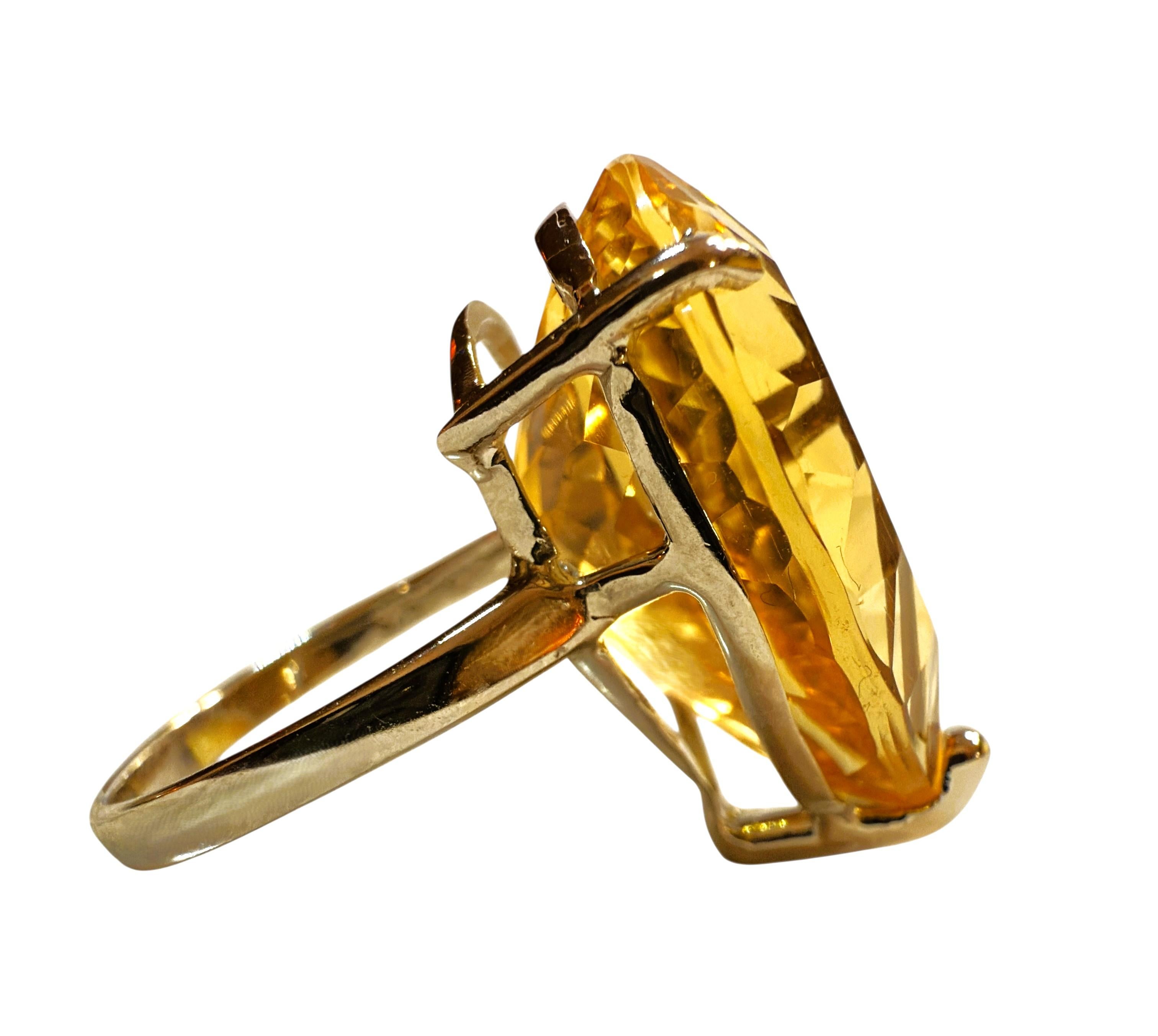 Neu 20,5 Karat Konkav geschliffener Citrin Handmade 925 Sterling Silber Ring im Zustand „Neu“ in Eagan, MN