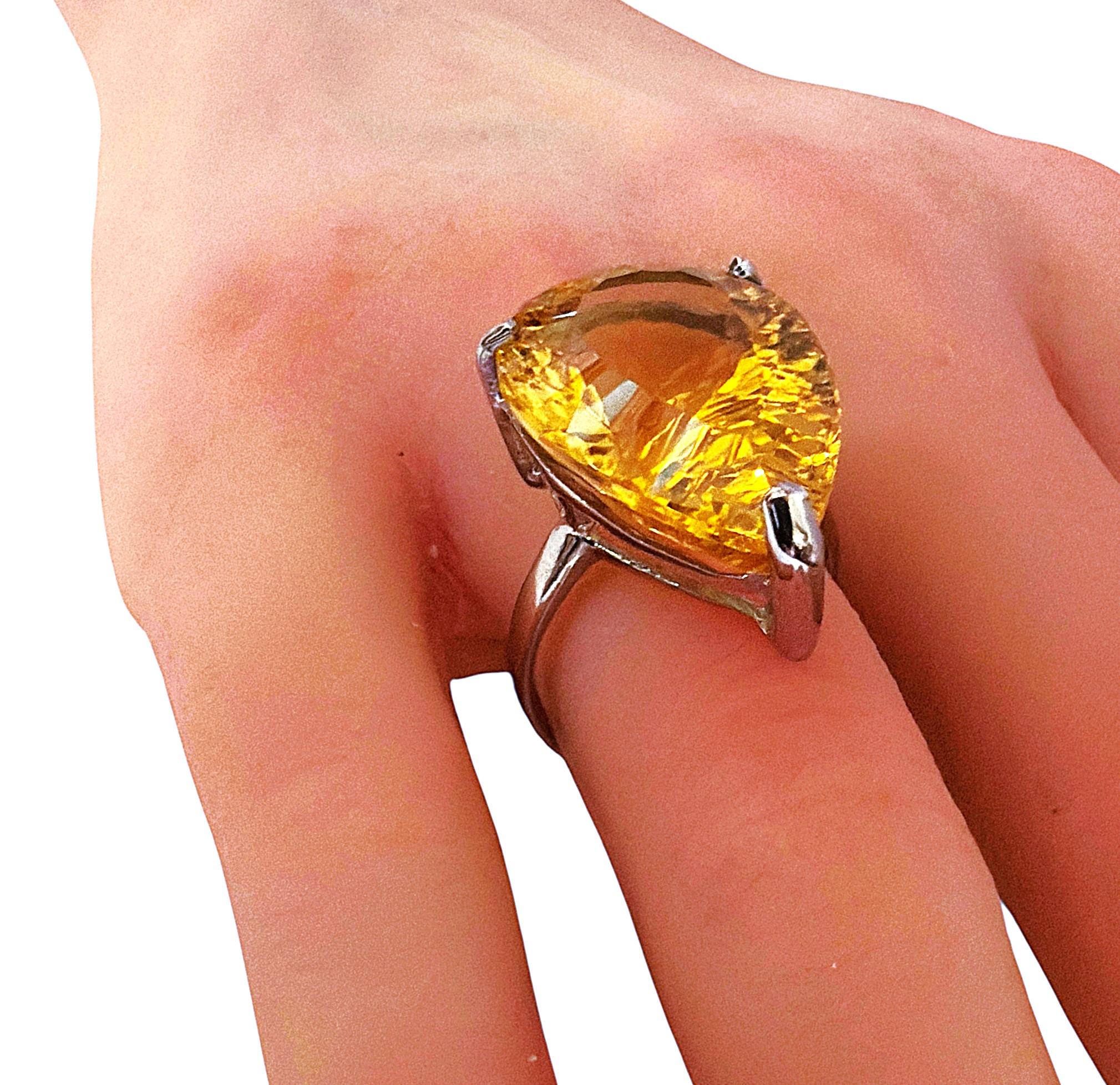 Neu 20,5 Karat Konkav geschliffener Citrin Handmade 925 Sterling Silber Ring 2