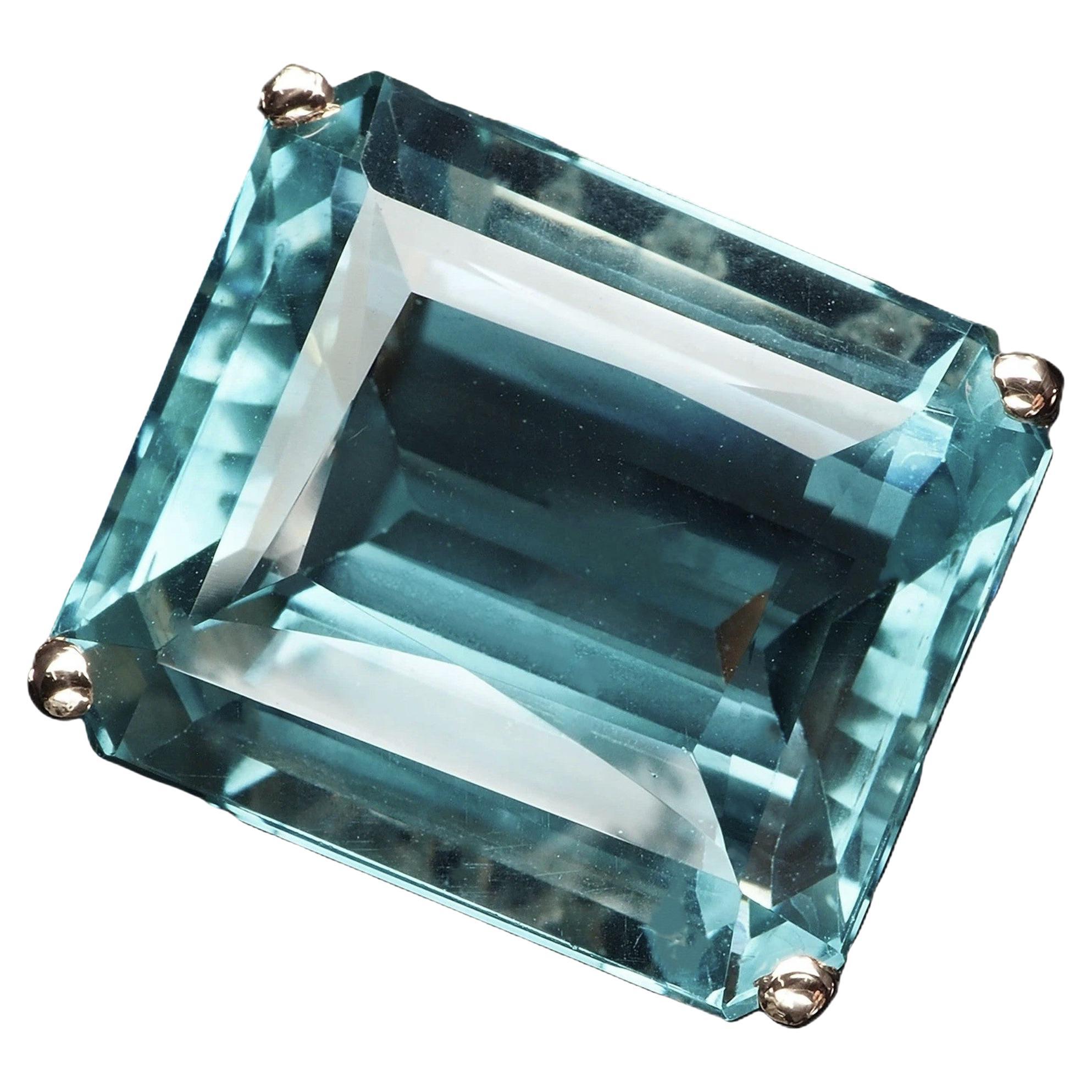 New 20.95 Carat Aquamarine 
Diamond Cut Sapphire Rose Gold Pl Sterling Ring For Sale