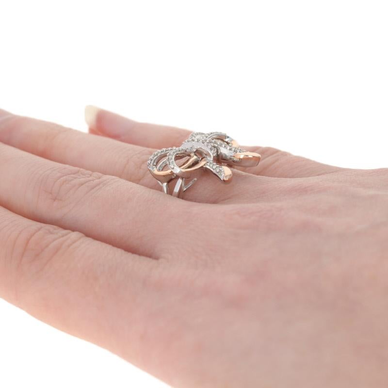 For Sale:  New .20ctw Diamond Bow Ring, Sterling Silver & 14k Rose Gold Women's 4