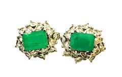 Neu 2,12 Karat Smaragd & Diamantschliff Saphir 14k Weißgold PL Sterling Ohrring