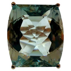 New 21.21 Carat Checkerboard Cushion Dome Aquamarine & Diamond Cut Sapphire Ring