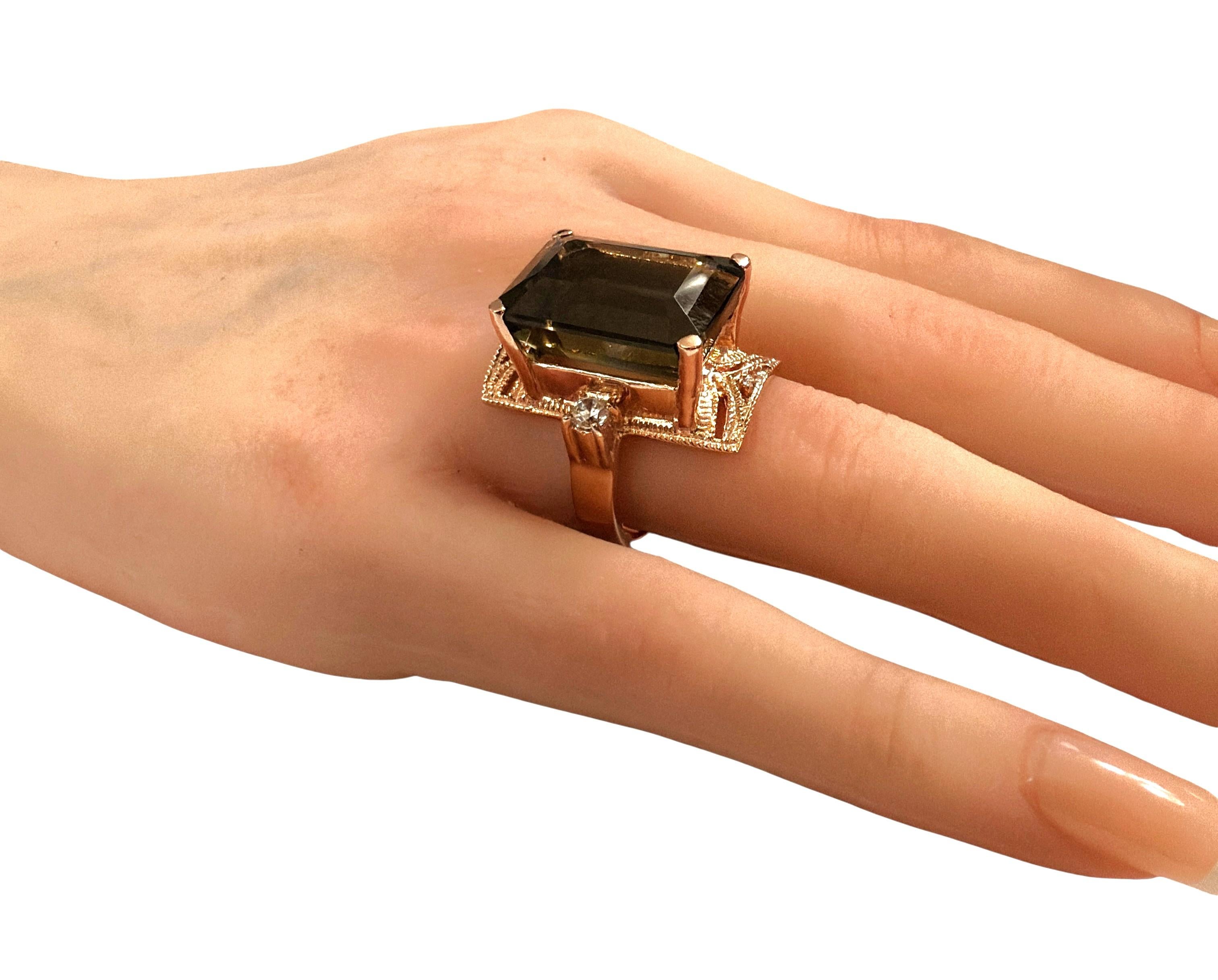 New 22.10 Carat Green Tourmaline & Diamond Cut Sapphire R Gold PL Sterling Ring In New Condition For Sale In Eagan, MN